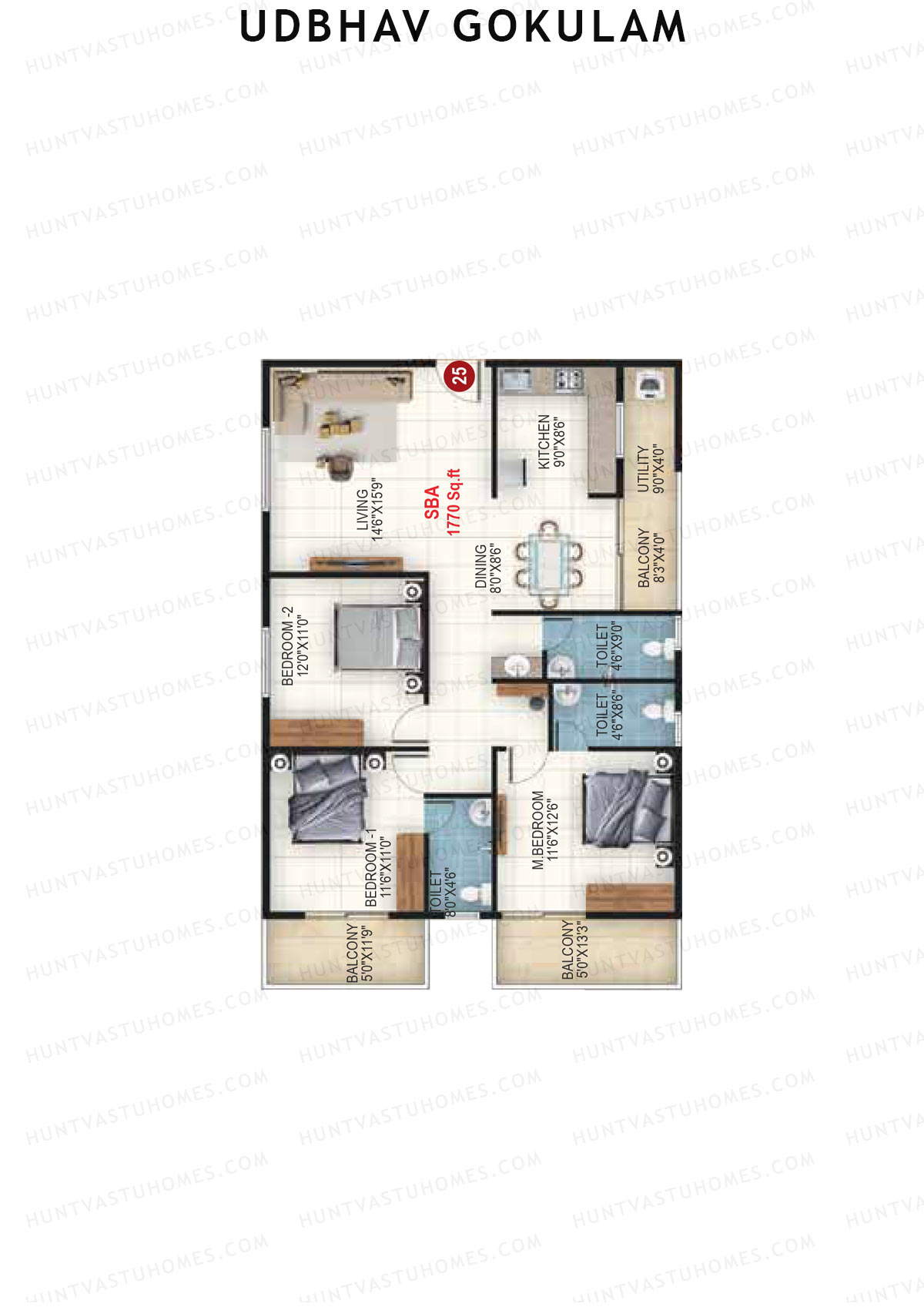 Udbhav Gokulam Block D Wing 2 Unit 25 Floor Plan
