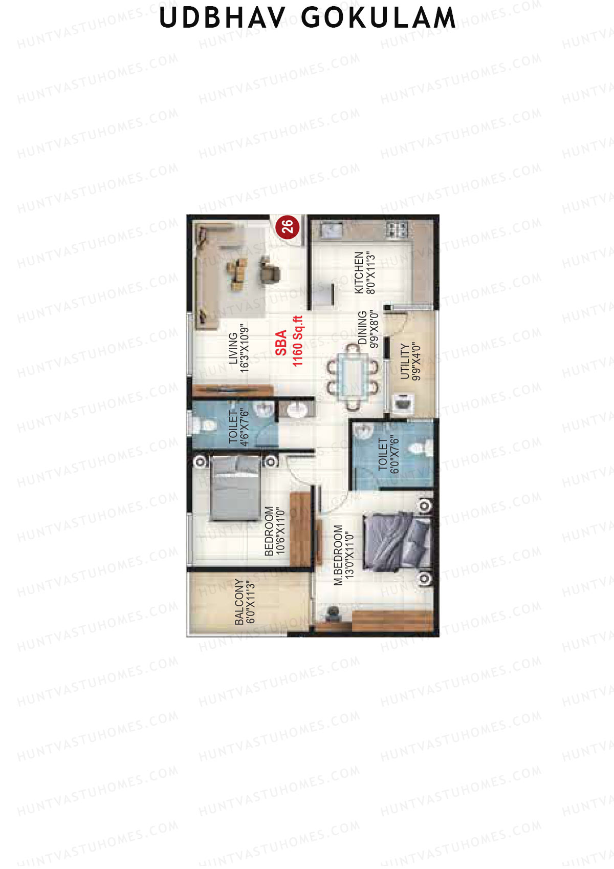 Udbhav Gokulam Block D Wing 2 Unit 26 Floor Plan