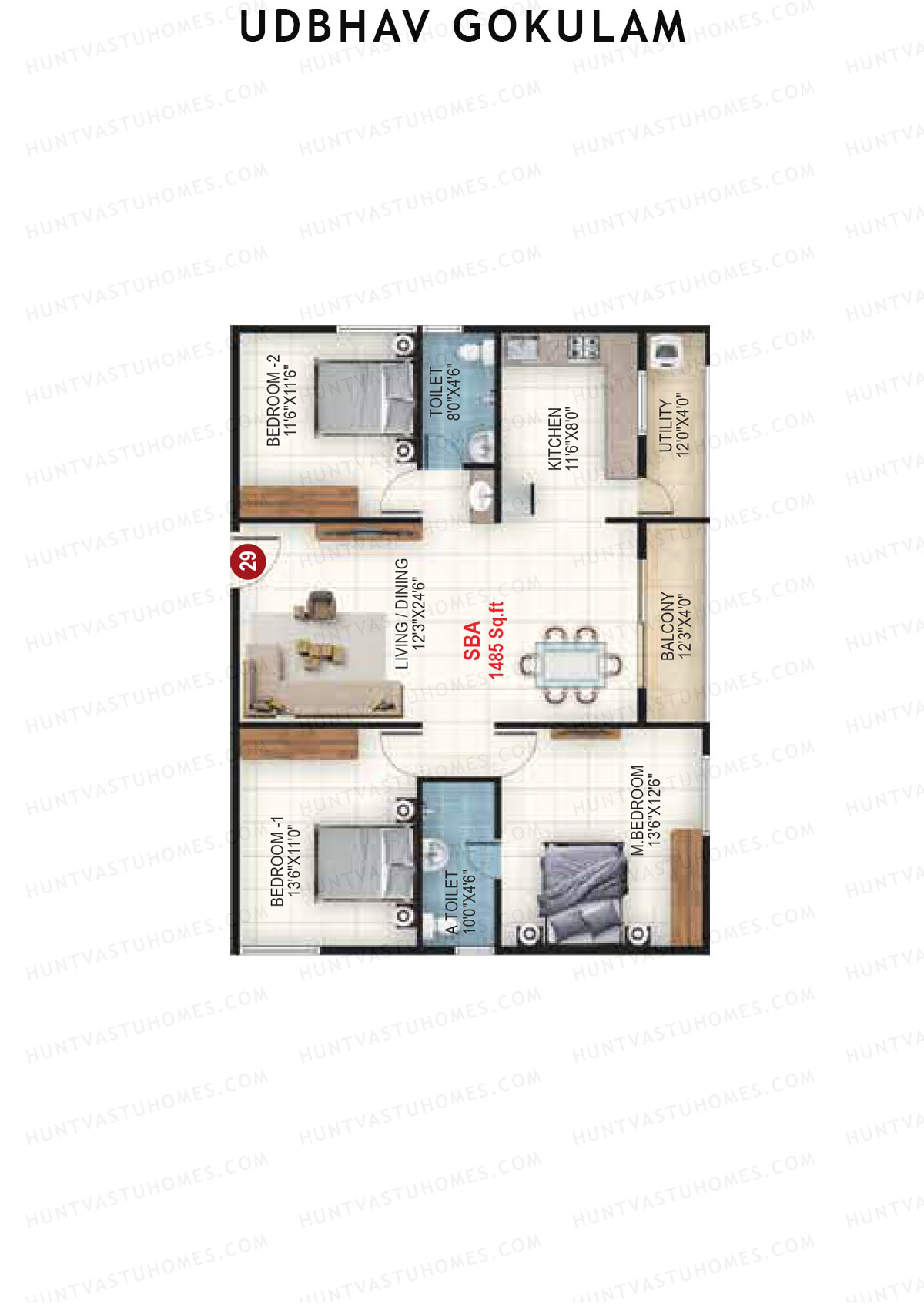 Udbhav Gokulam Block D Wing 2 Unit 29 Floor Plan
