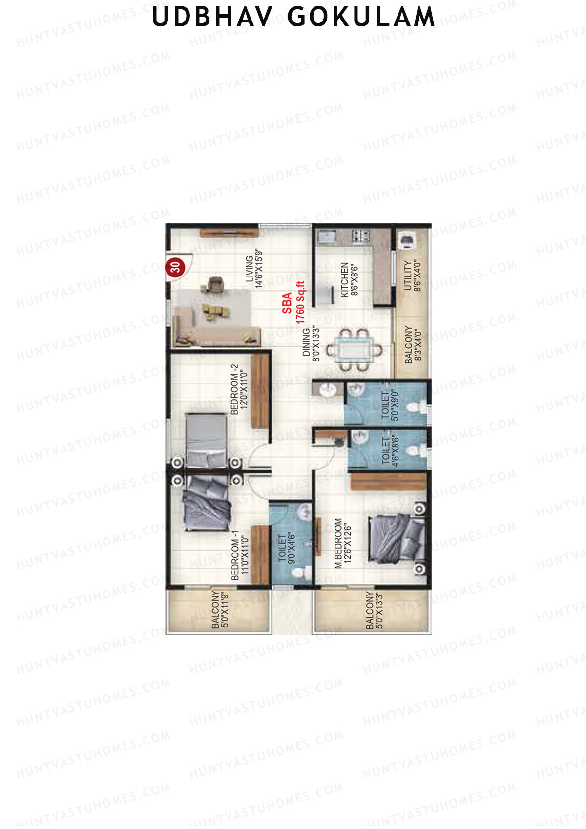 Udbhav Gokulam Block D Wing 2 Unit 30 Floor Plan