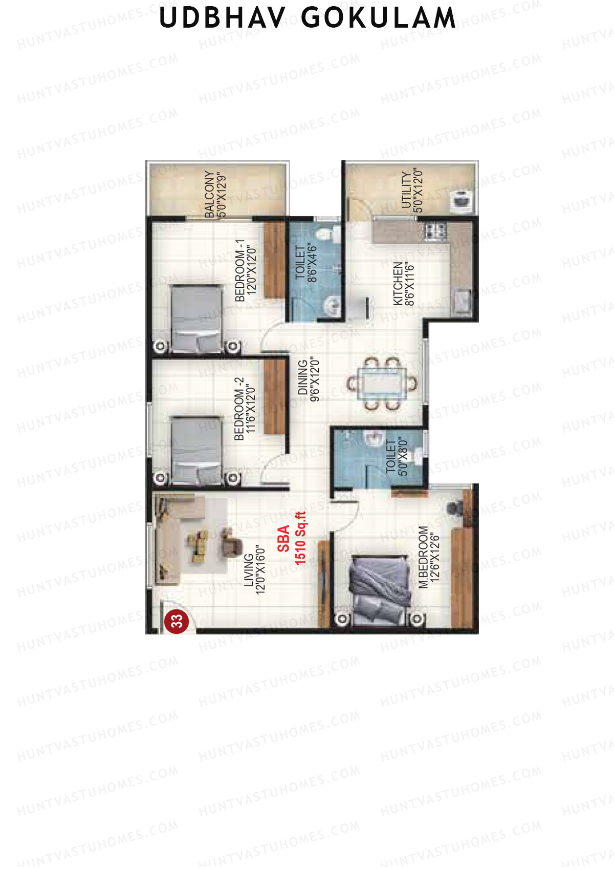 Udbhav Gokulam Block E Wing 2 Unit 33 Floor Plan