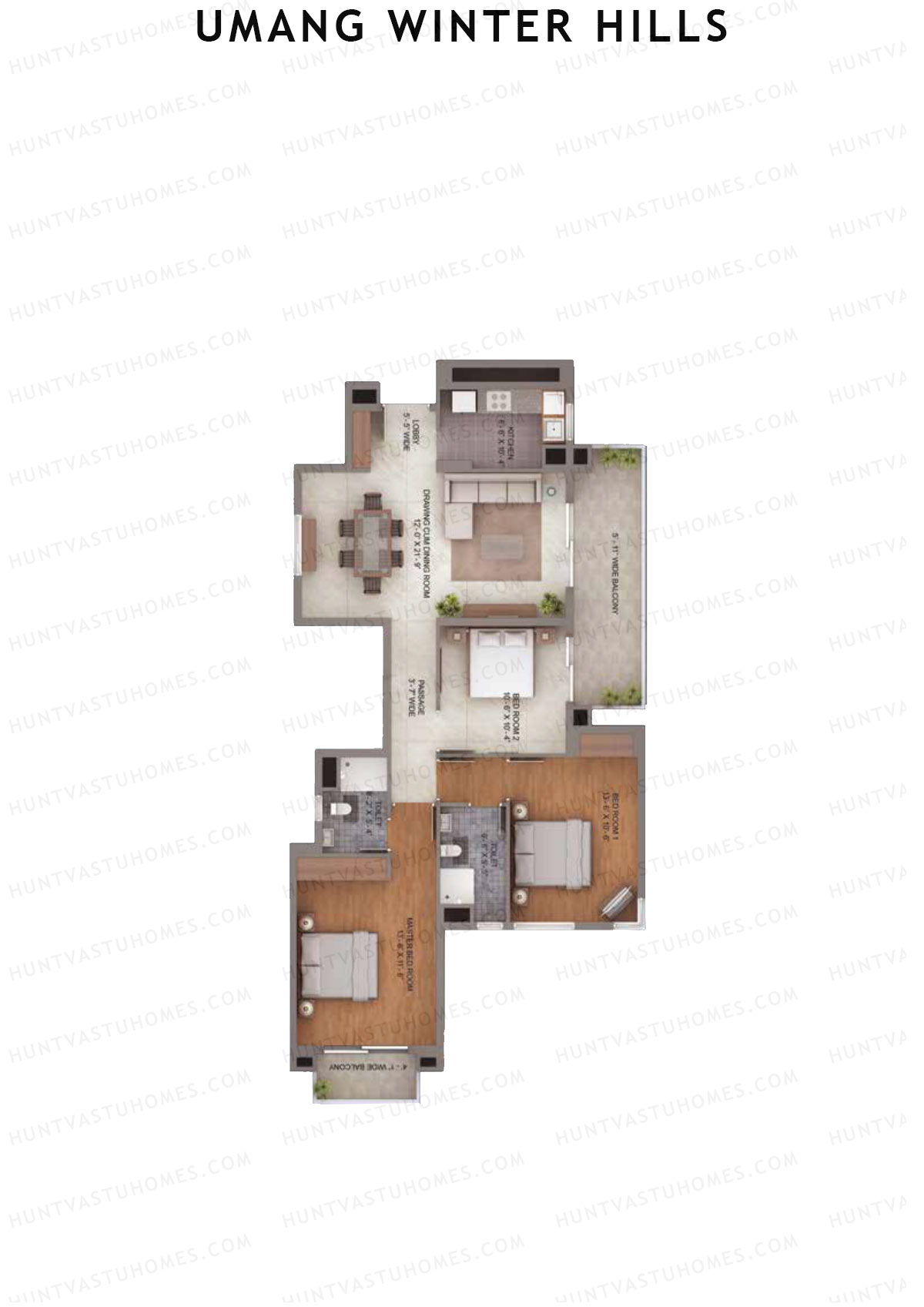 Umang Winter Hills Block C Unit 2 (Type 1) Floor Plan