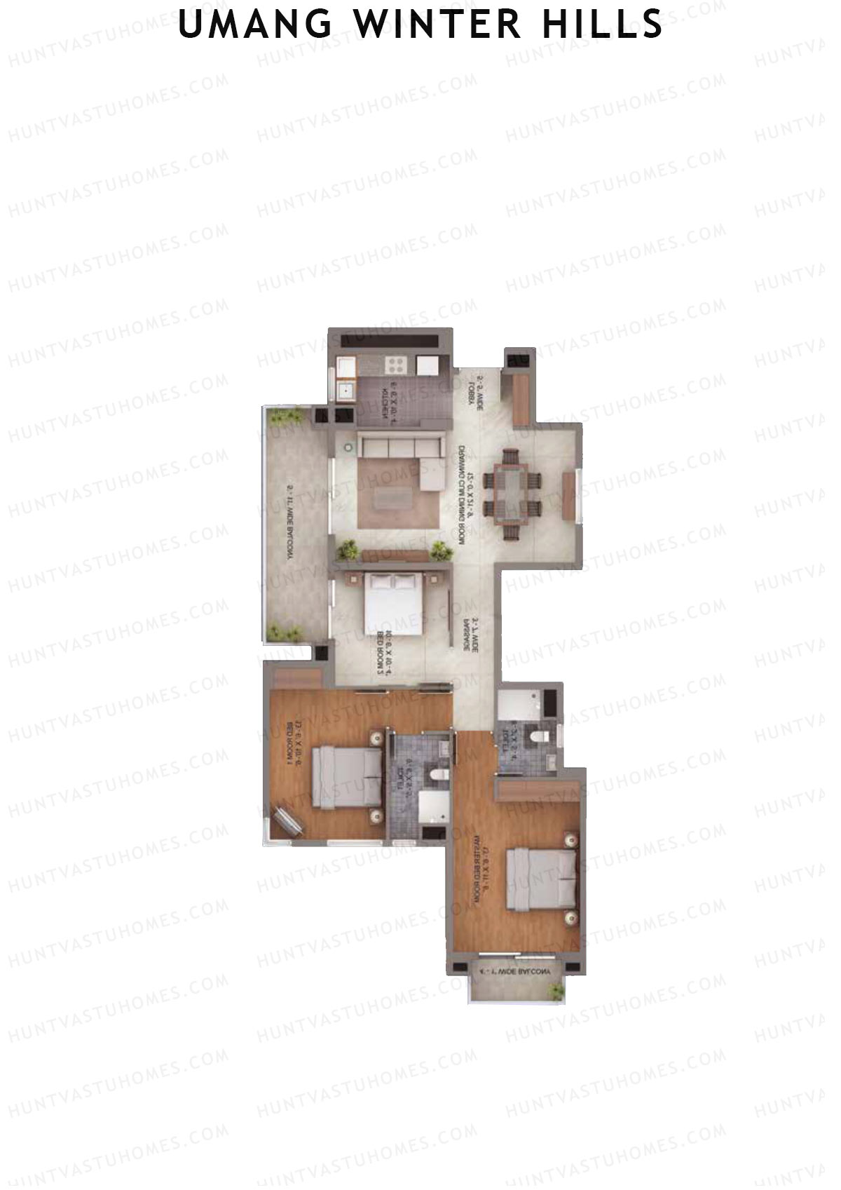 Umang Winter Hills Block C Unit 3 (Type 1) Floor Plan