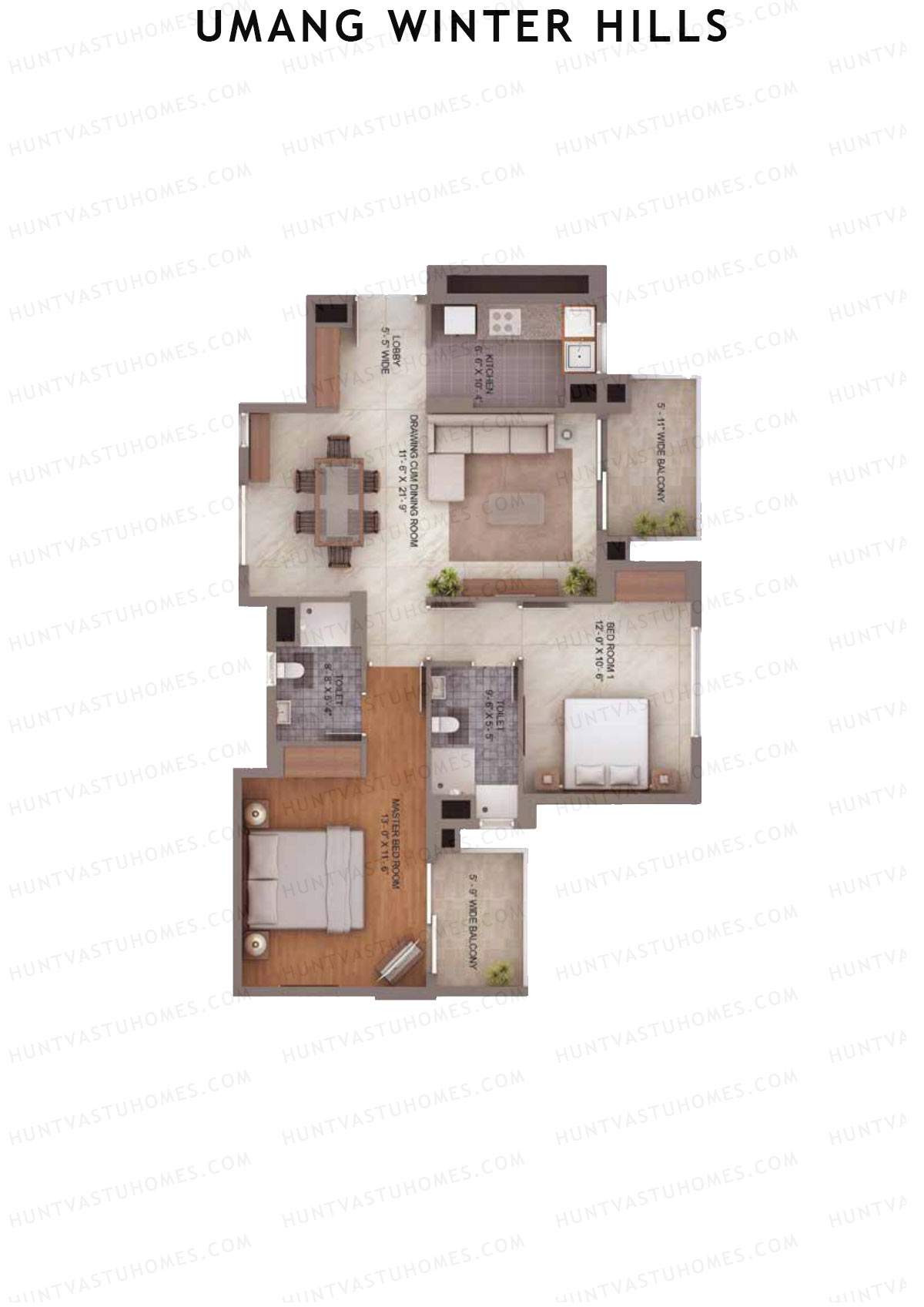 Umang Winter Hills Block F Unit 2 Floor Plan