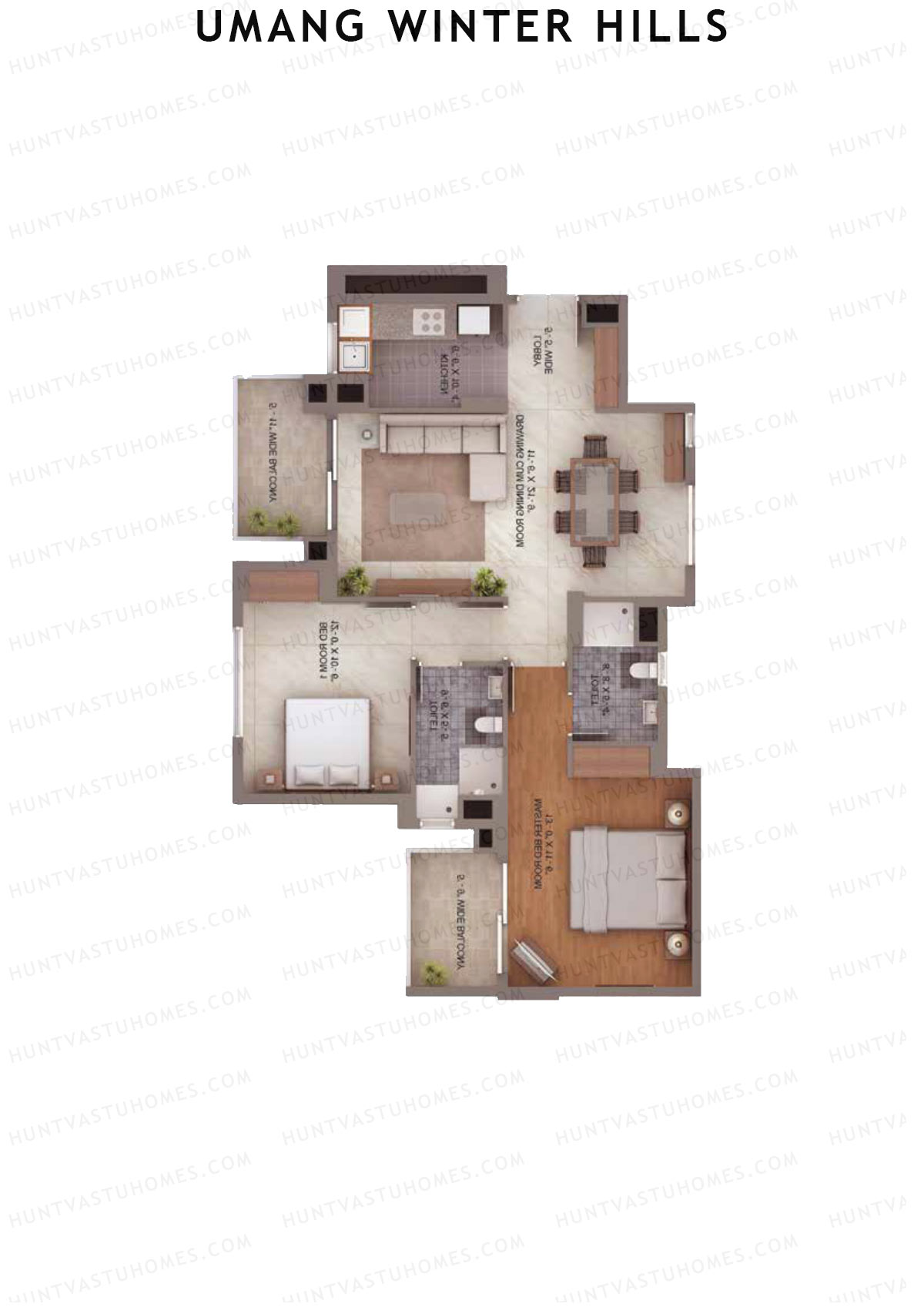 Umang Winter Hills Block F Unit 3 Floor Plan