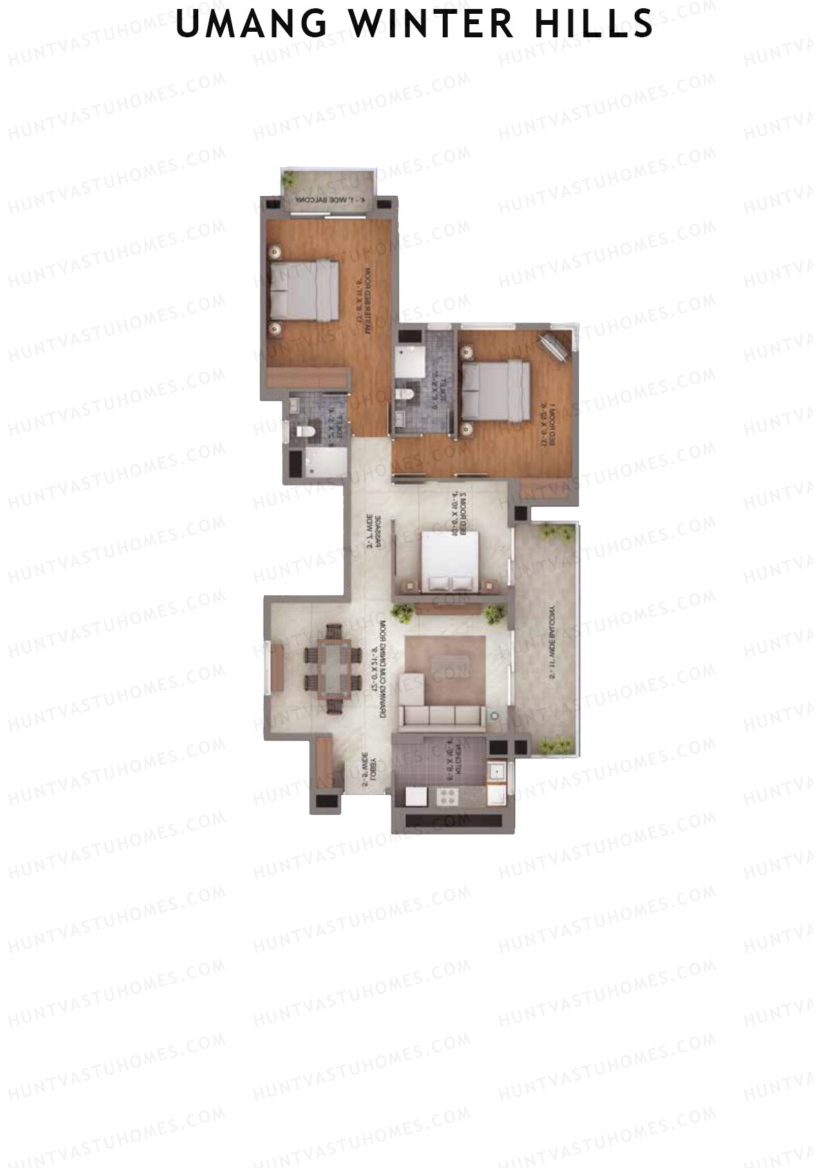 Umang Winter Hills Block G Unit 1 (Type 1) Floor Plan