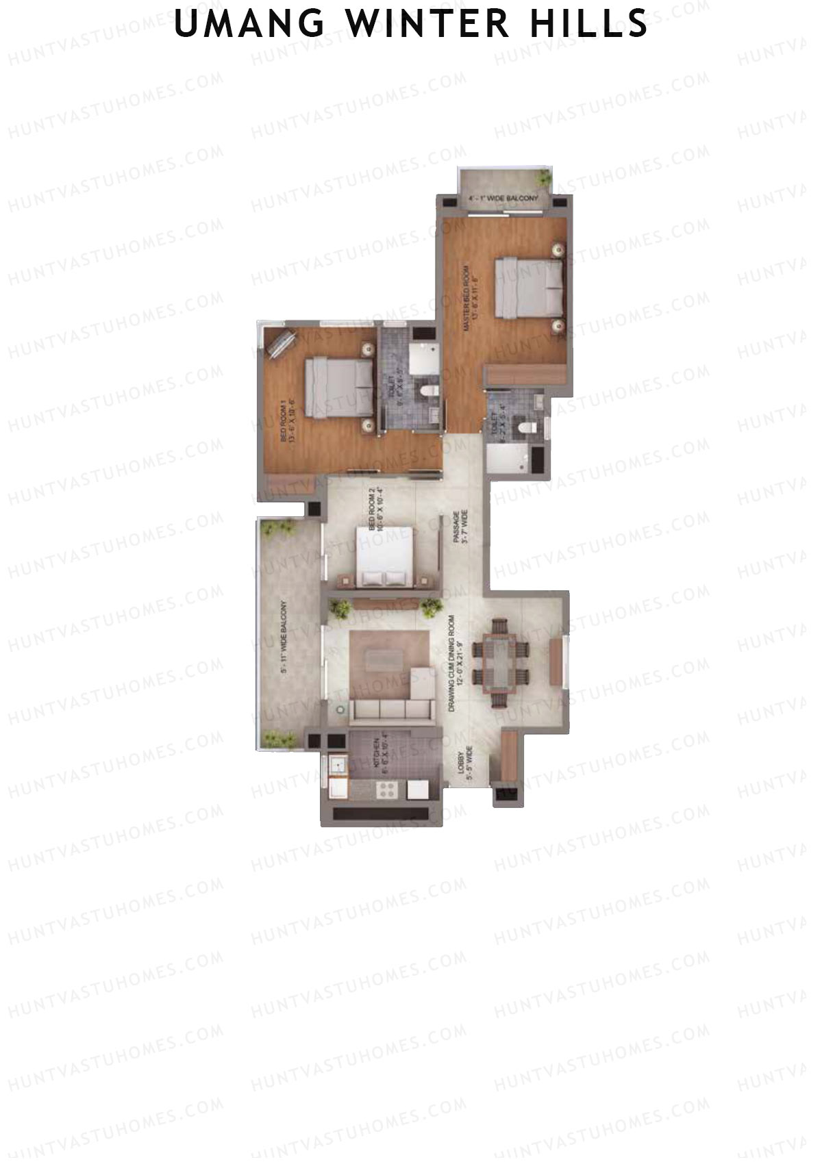 Umang Winter Hills Block G Unit 4 (Type 1) Floor Plan