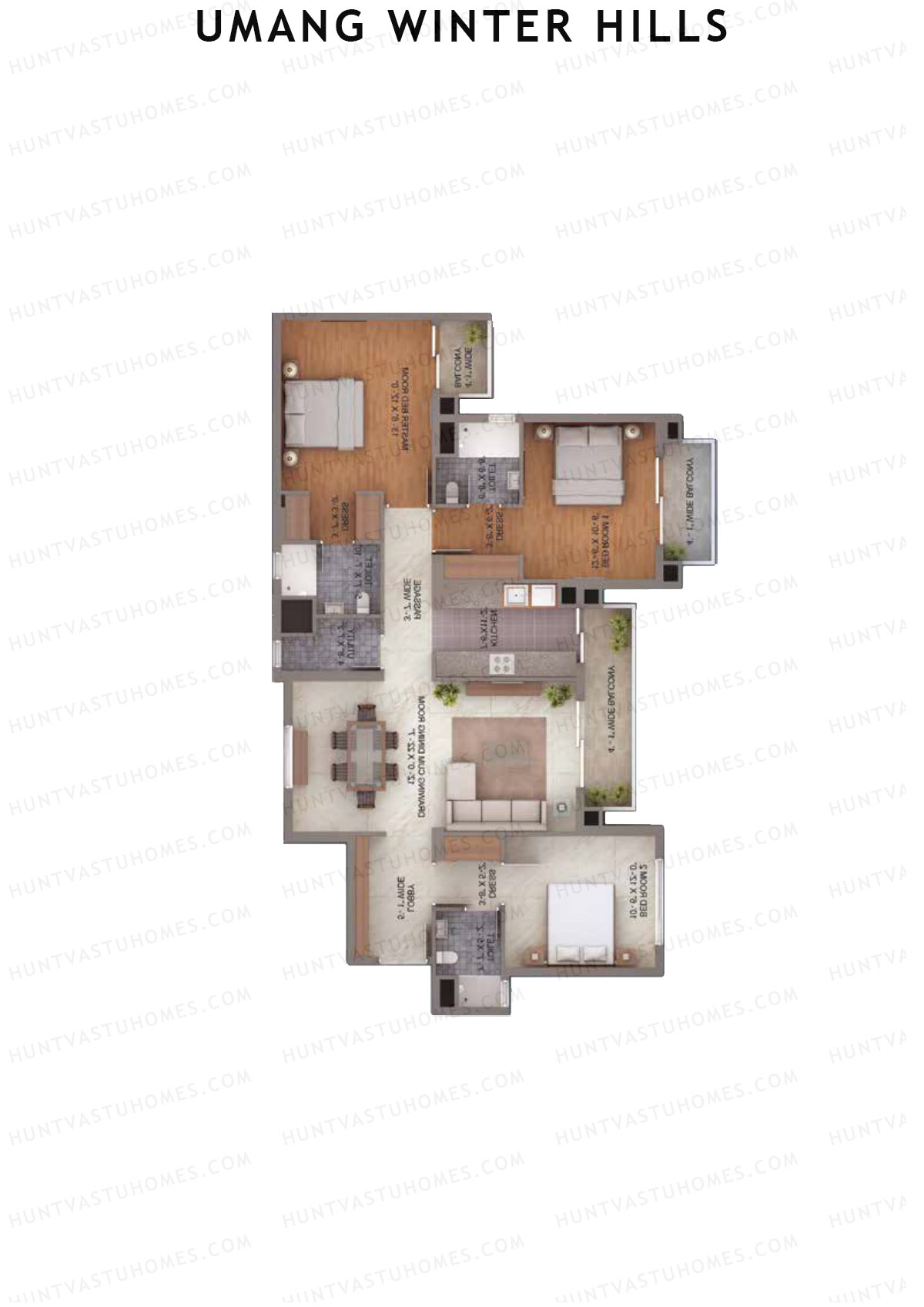 Umang Winter Hills Block H Unit 1 (Type 2) Floor Plan