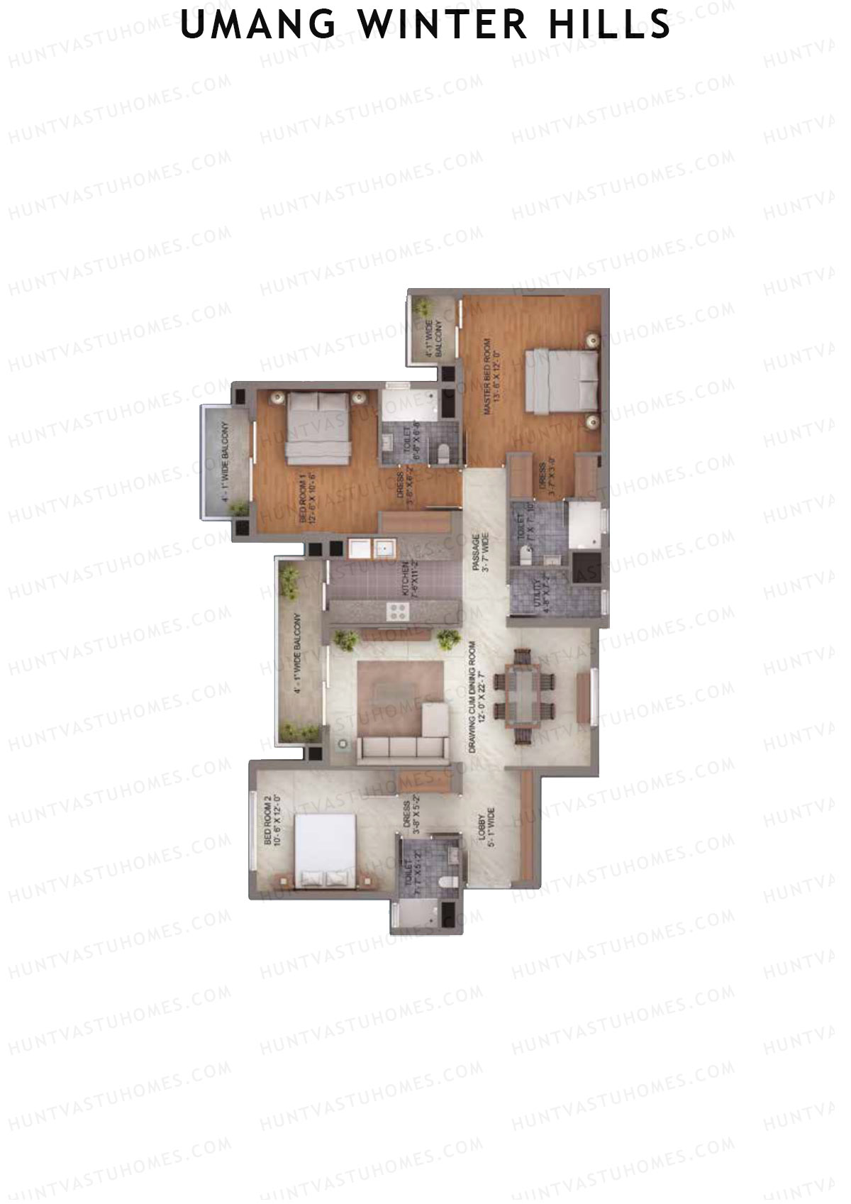 Umang Winter Hills Block H Unit 4 (Type 2) Floor Plan