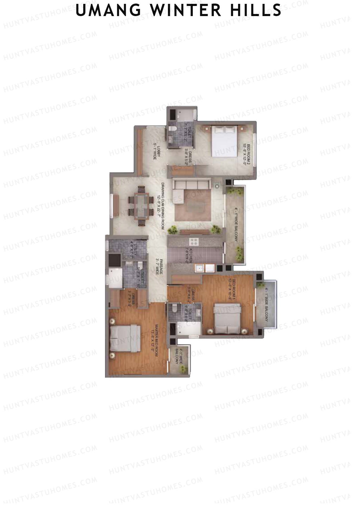 Umang Winter Hills Block I Unit 2 (Type 2) Floor Plan