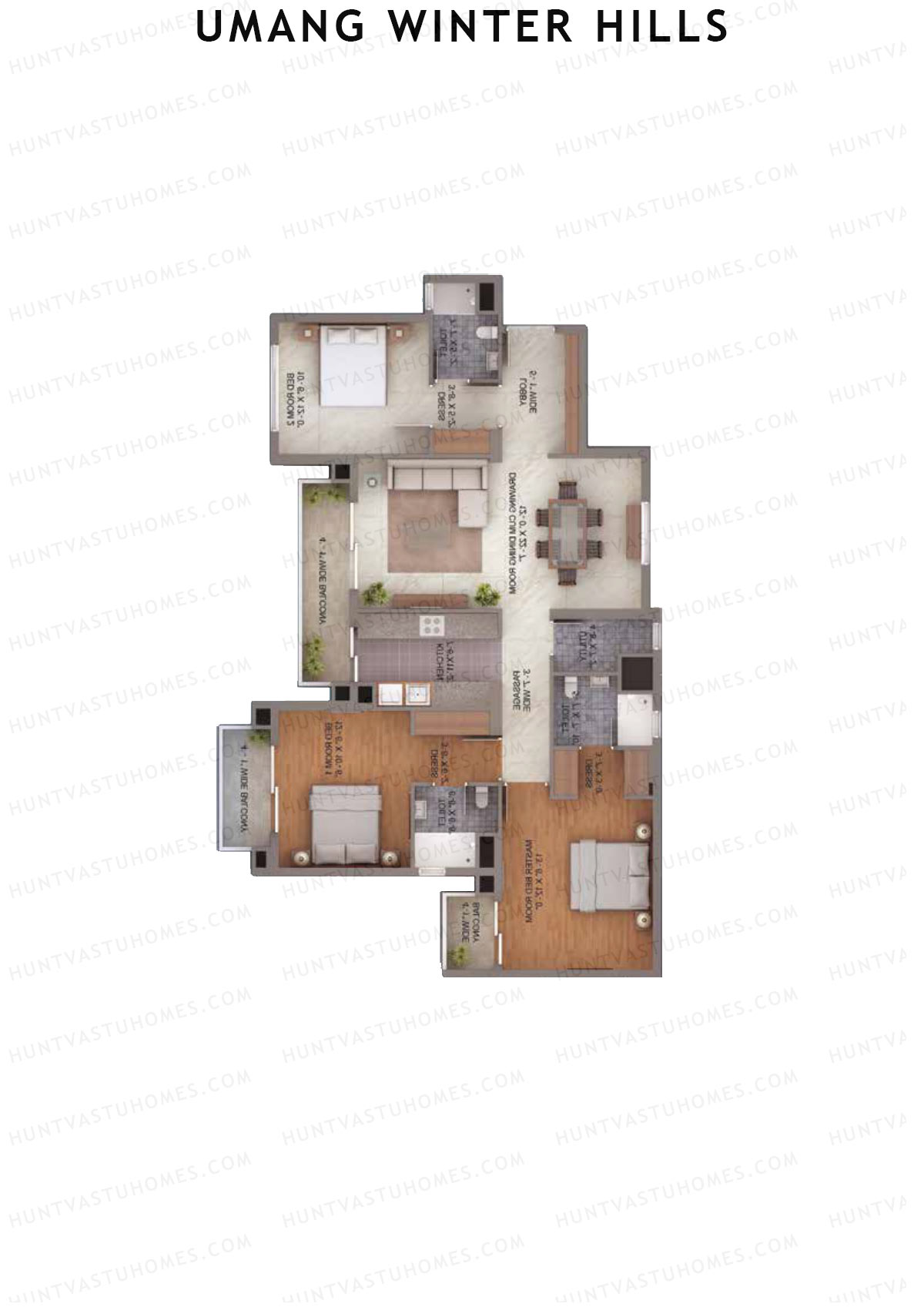 Umang Winter Hills Block I Unit 3 (Type 2) Floor Plan
