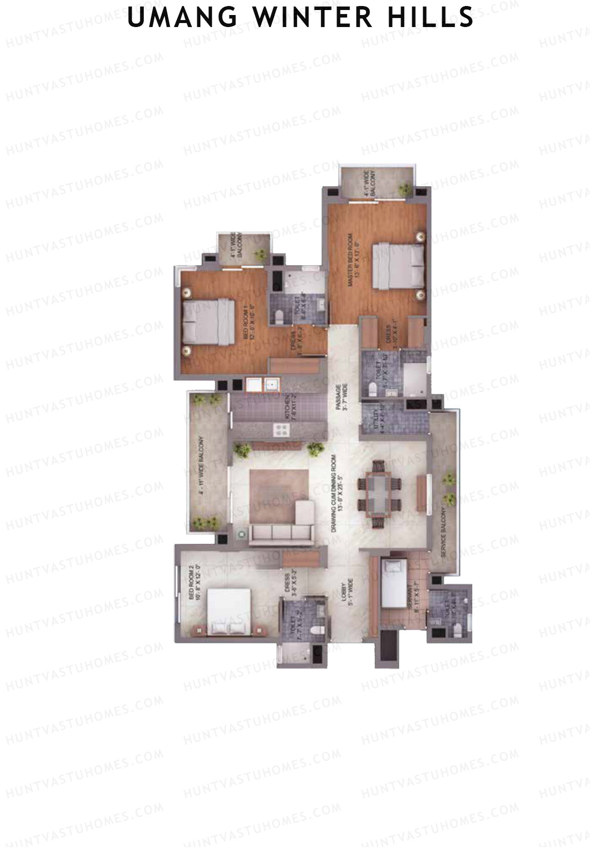 Umang Winter Hills Block I Unit 4 Floor Plan