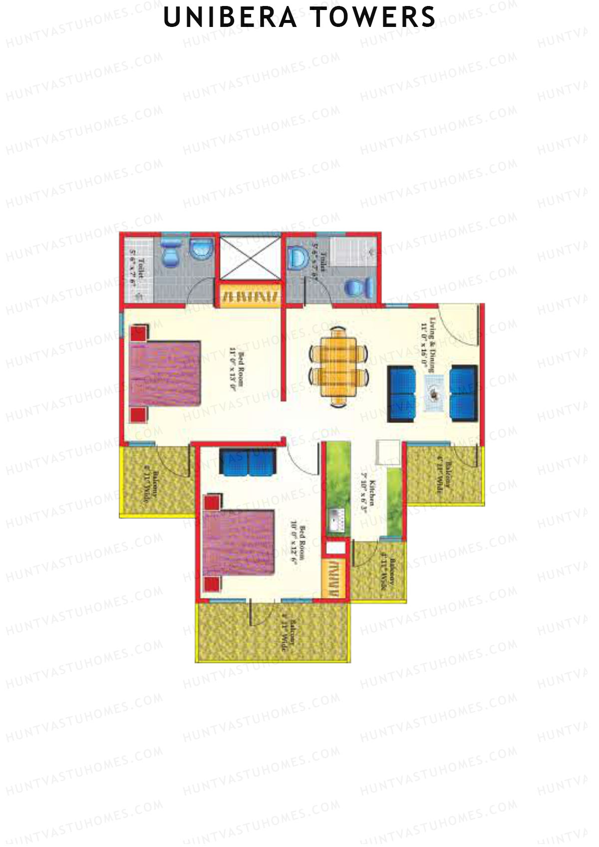 Unibera Towers Tower C Unit 3 Floor Plan