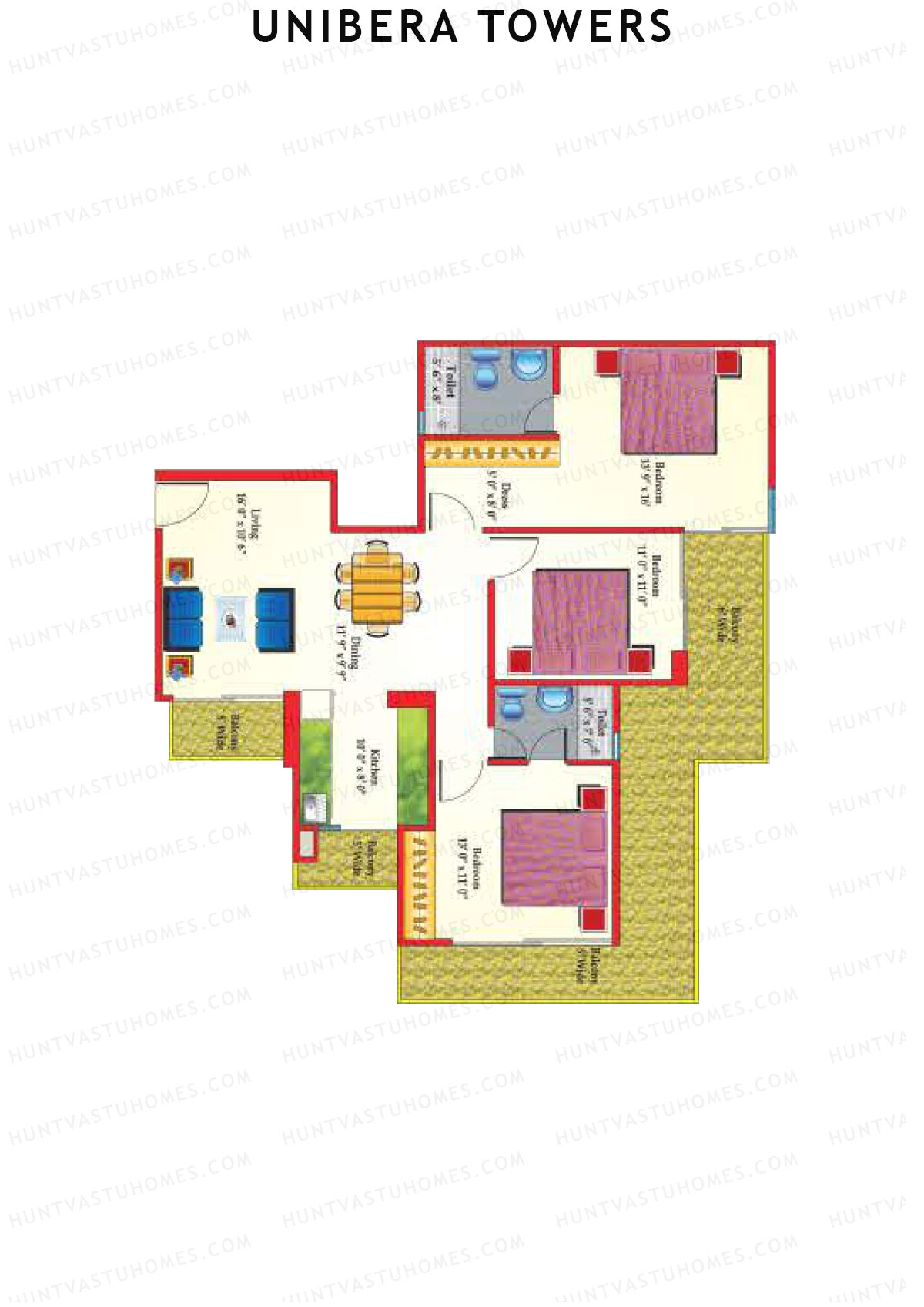 Unibera Towers Tower D Unit 2 Floor Plan