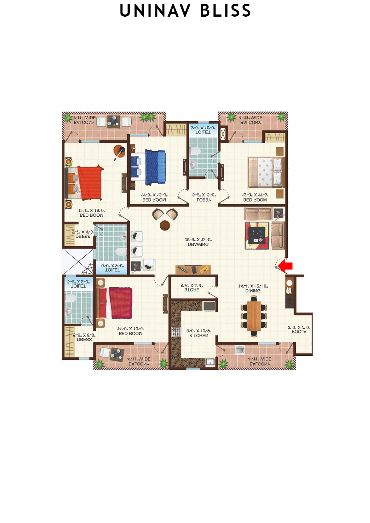 Uninav Bliss Block A2 Unit 1 Floor Plan