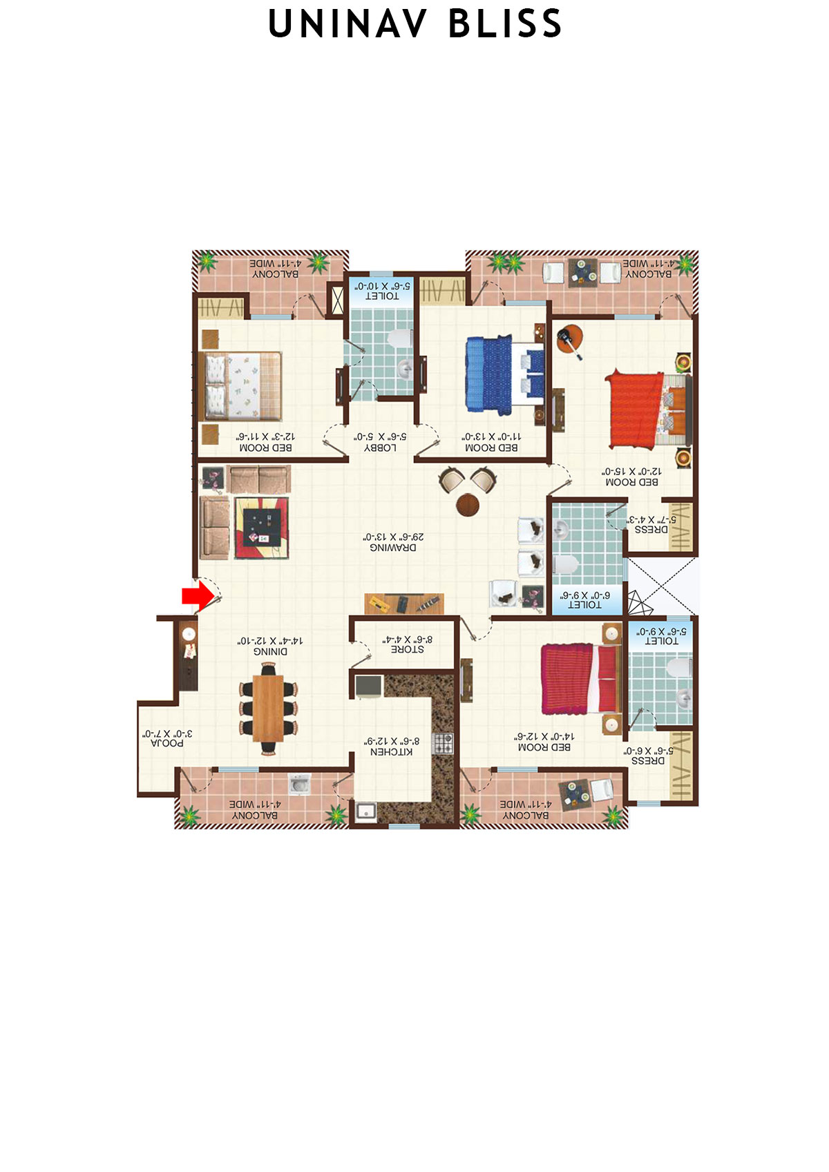 Uninav Bliss Block A2 Unit 2 Floor Plan