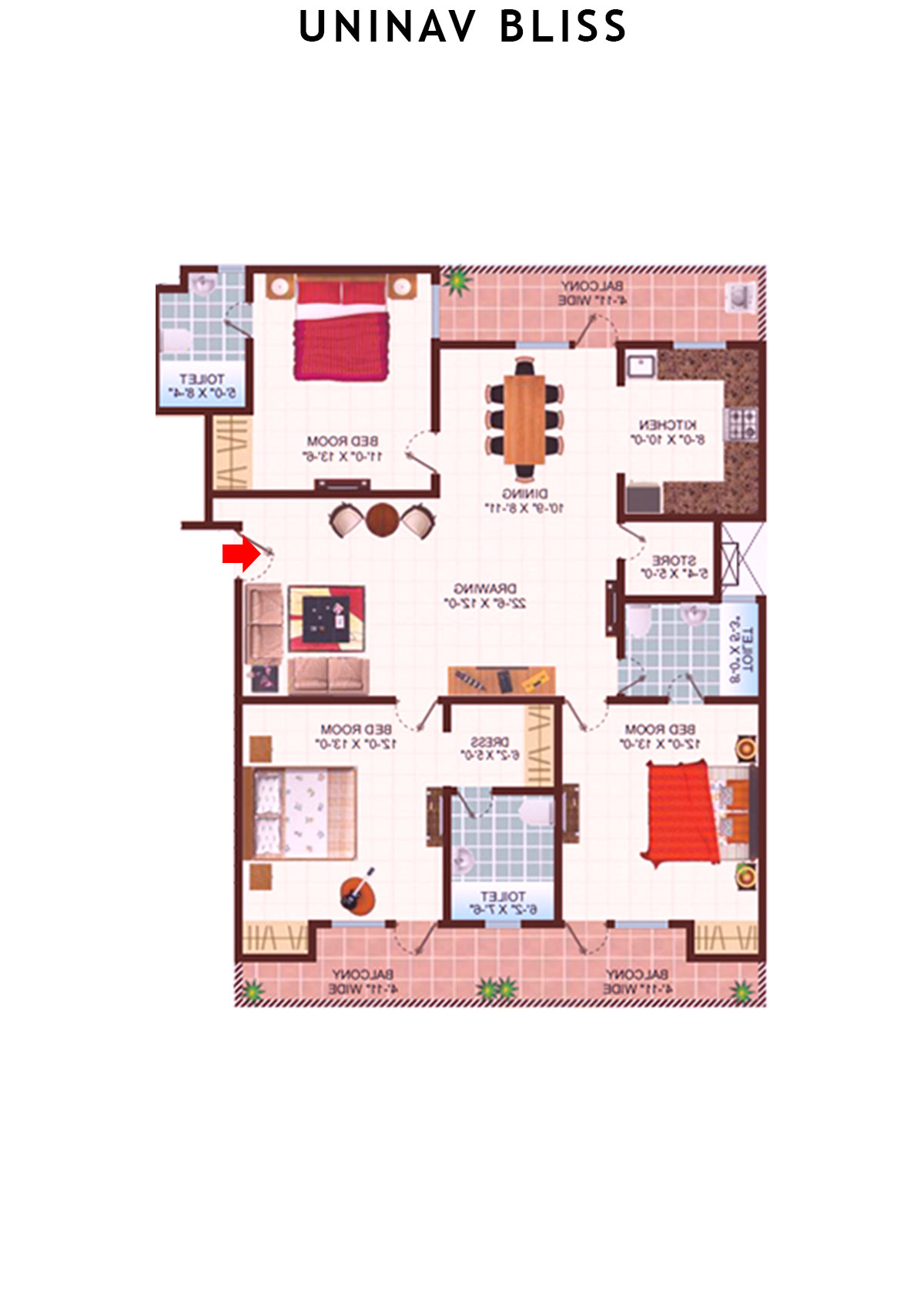 Uninav Bliss Block B11 Unit 2 Floor Plan