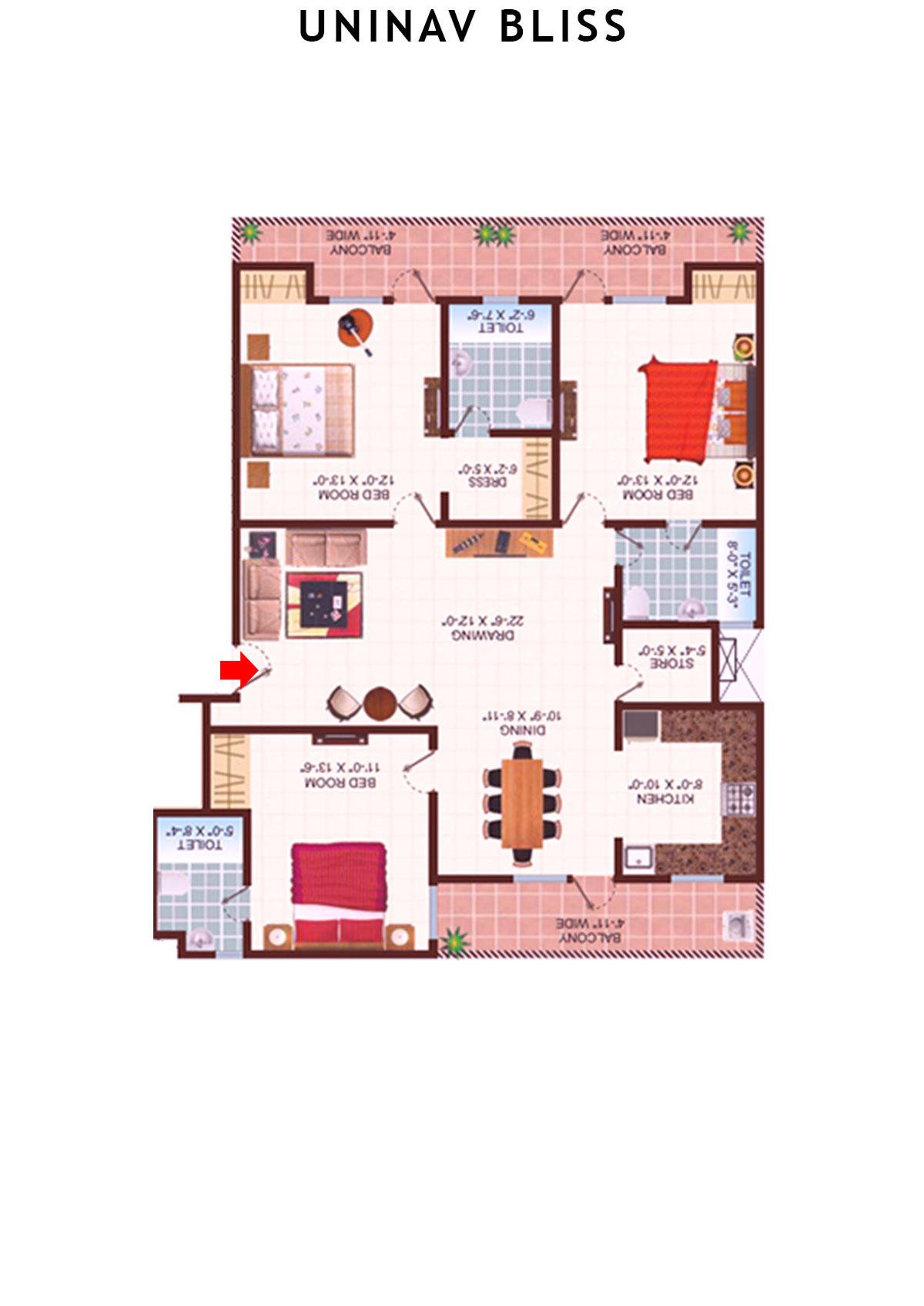 Uninav Bliss Block B1 Unit 2 Floor Plan