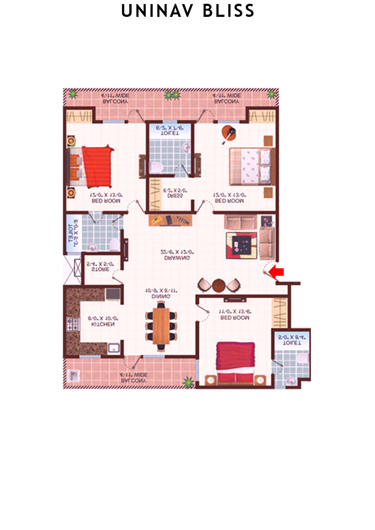 Uninav Bliss Block B2 Unit 1 Floor Plan