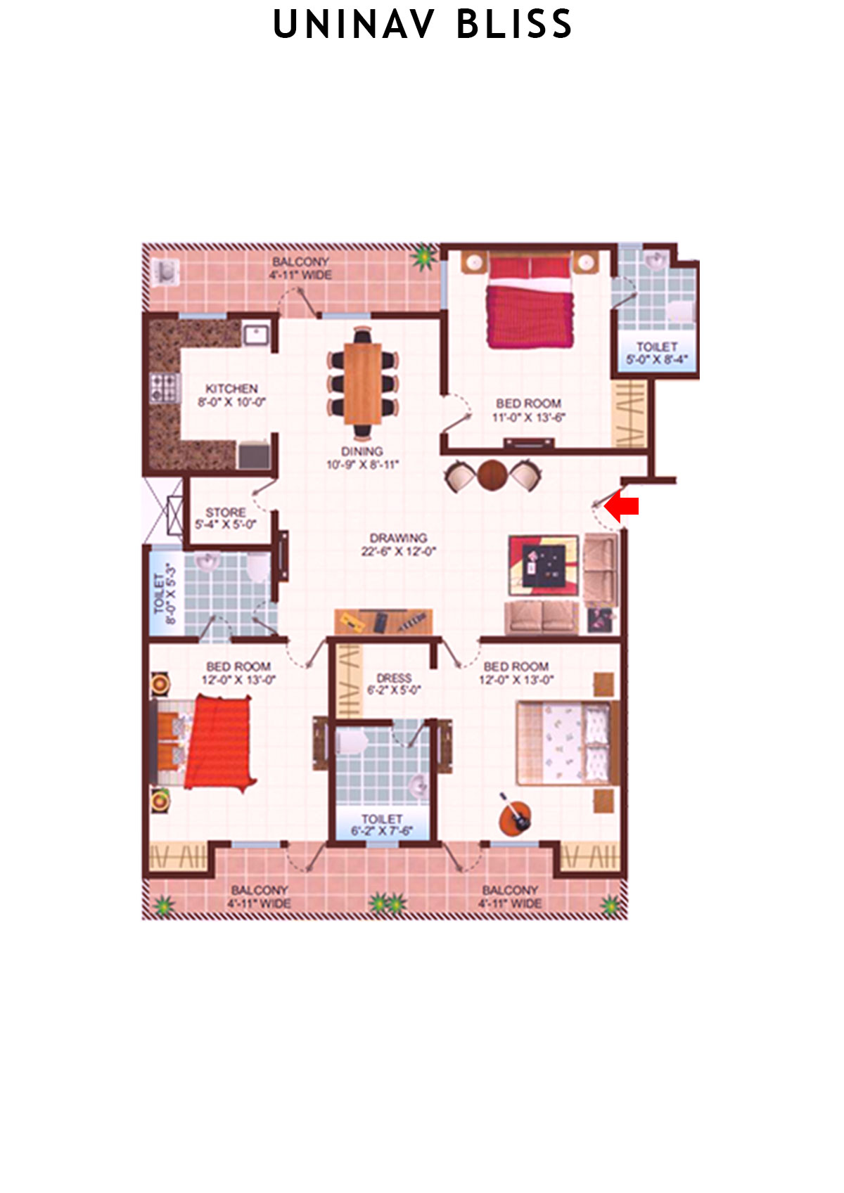 Uninav Bliss Block B7 Unit 1 Floor Plan