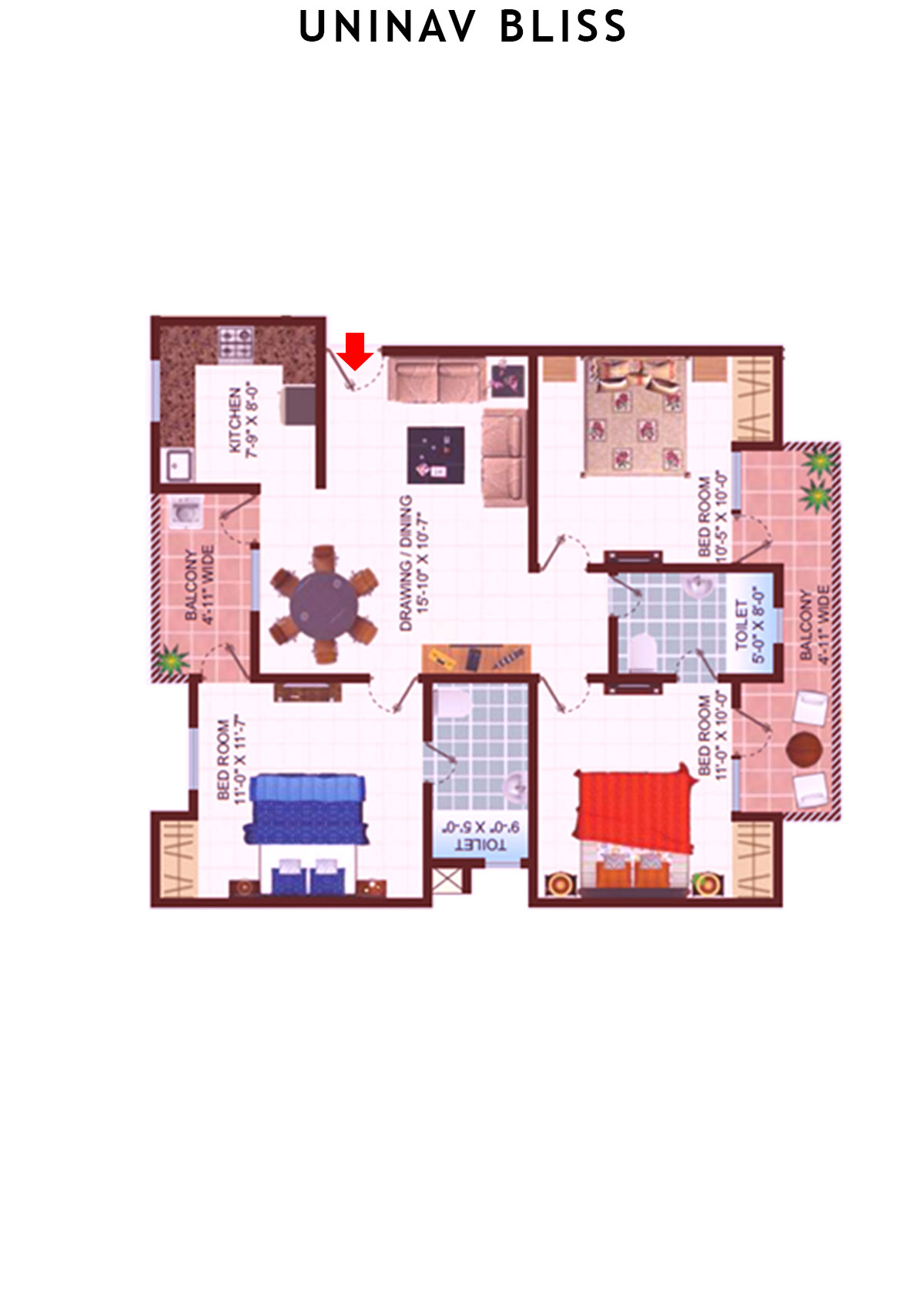 Uninav Bliss Block C1 Unit 2 Floor Plan