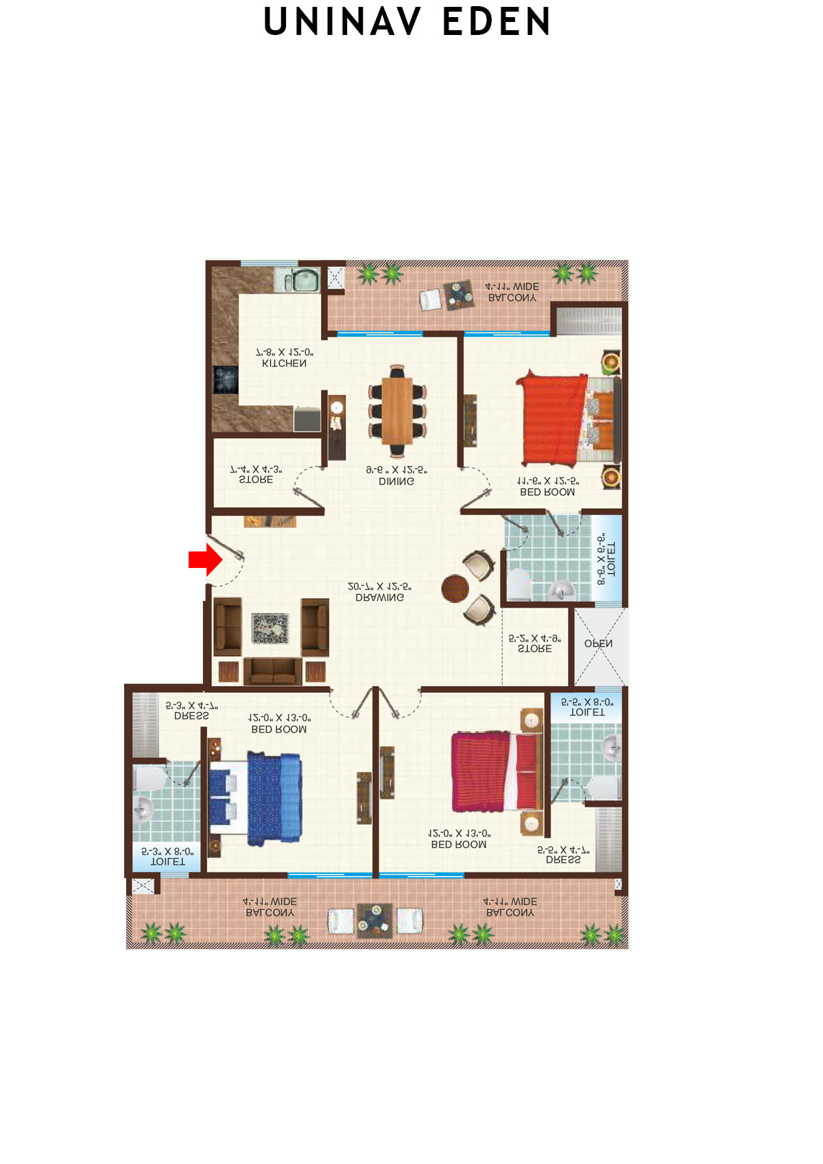 Uninav Eden Block B1 Unit 1 Floor Plan