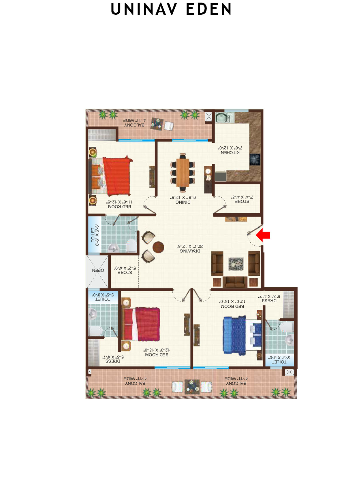 Uninav Eden Block B1 Unit 2 Floor Plan