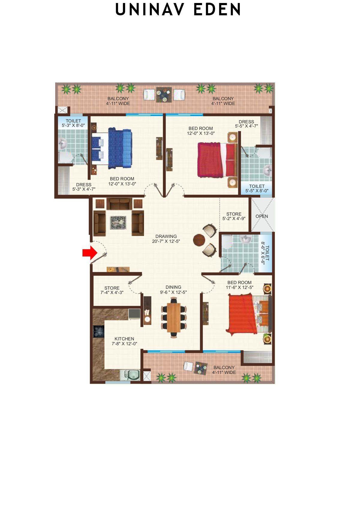 Uninav Eden Block B7 Unit 1 Floor Plan