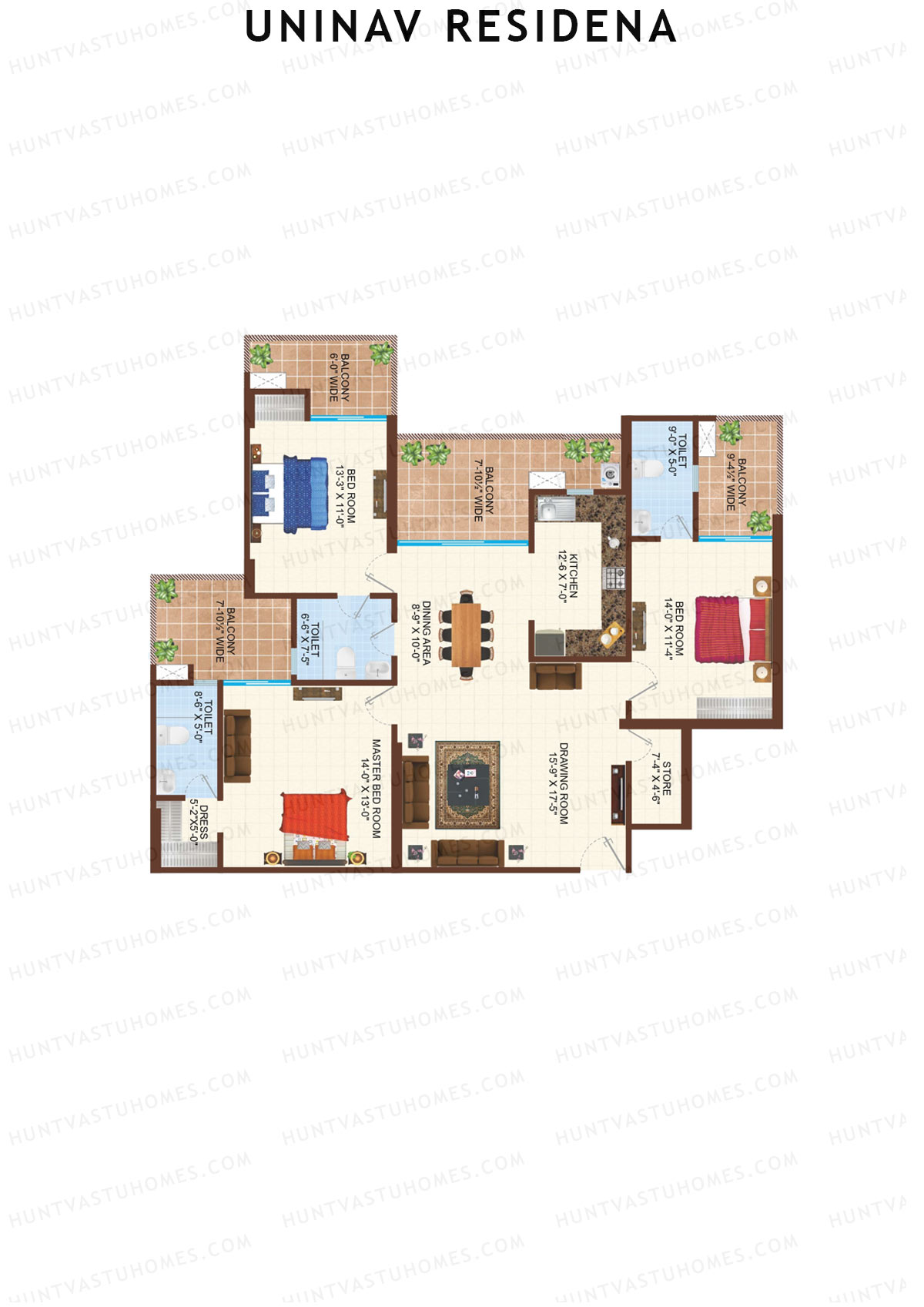 Uninav Residena Tower A Unit 2 (Type 4) Floor Plan