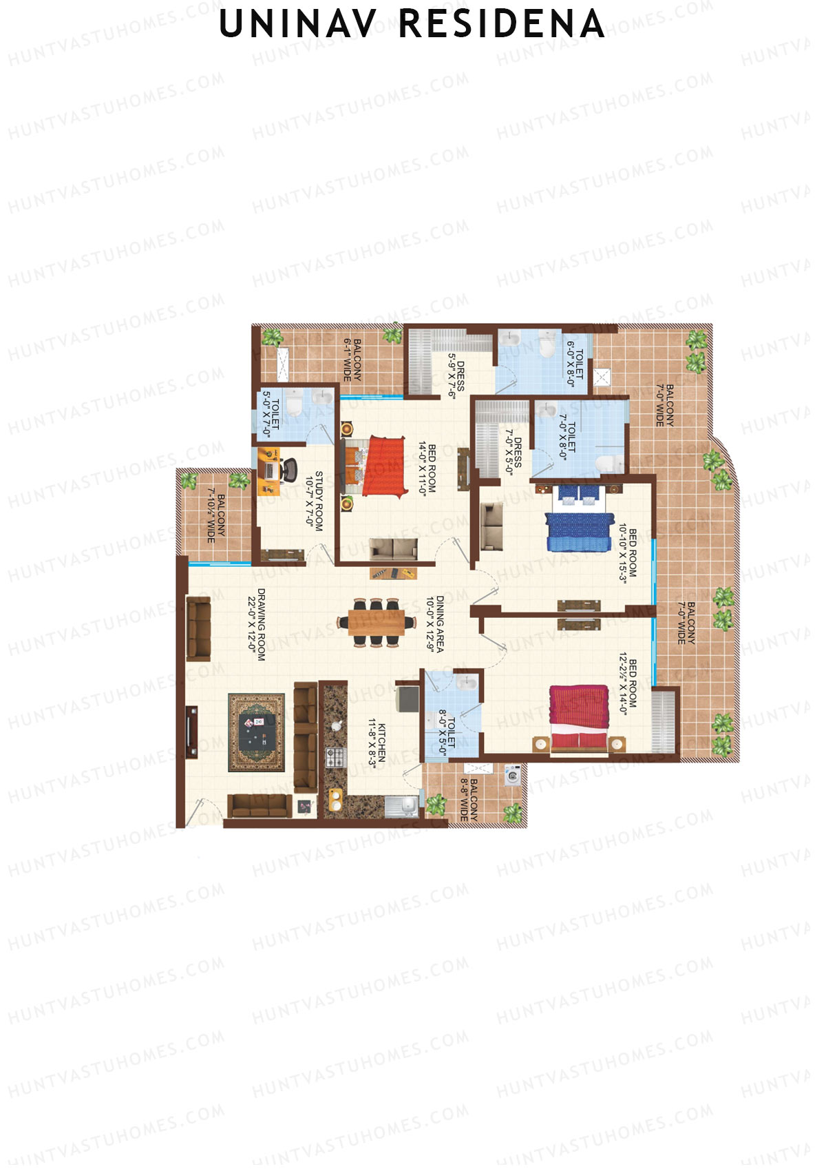 Uninav Residena Tower A Unit 4 (Type 2) Floor Plan