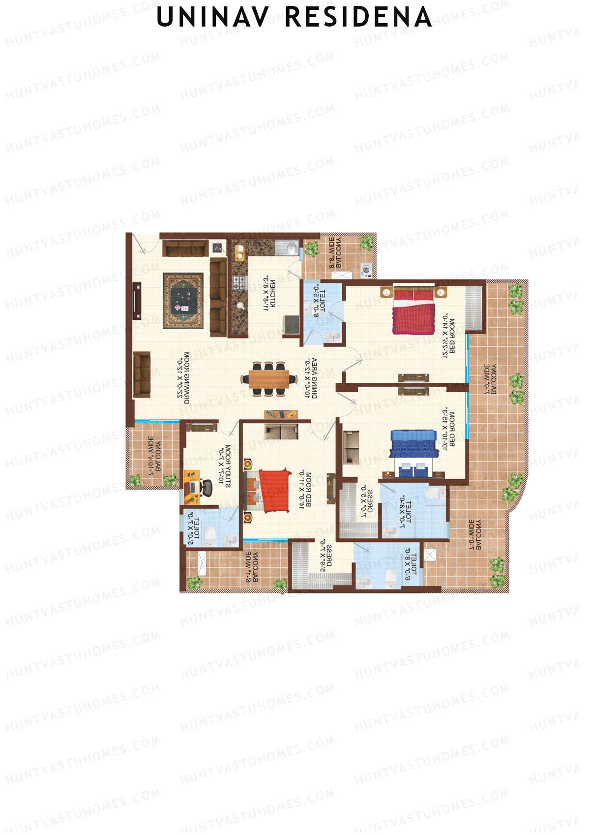 Uninav Residena Tower A Unit 5 (Type 2) Floor Plan