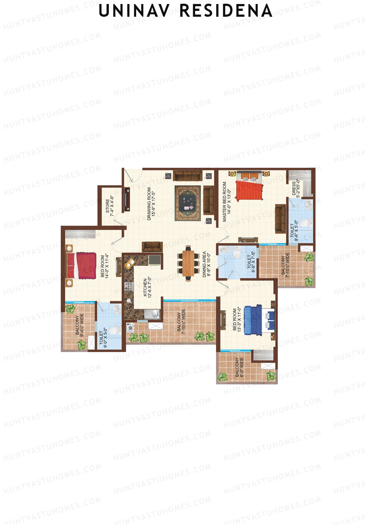 Uninav Residena Tower A Unit 6 (Type 4) Floor Plan