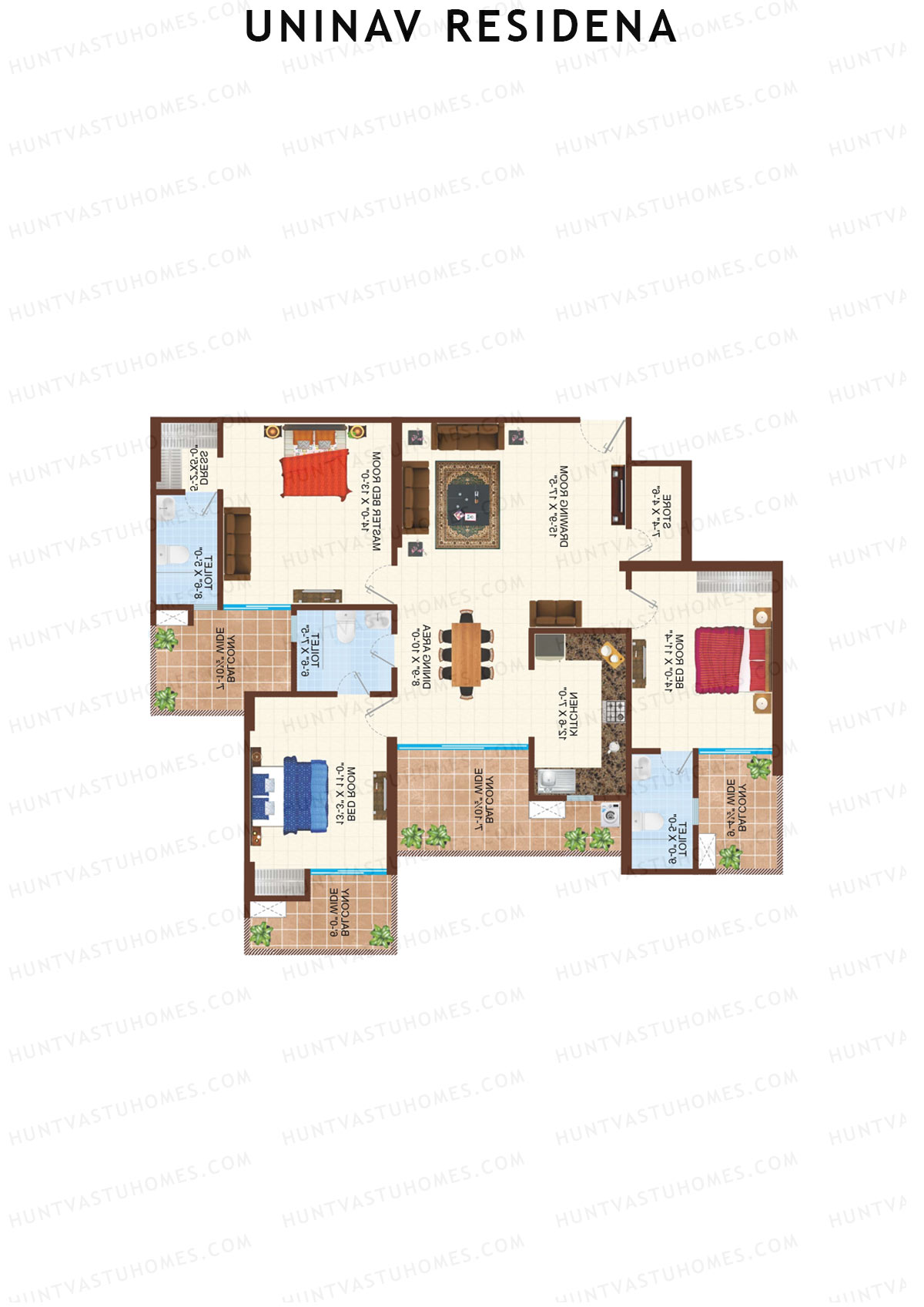 Uninav Residena Tower A Unit 7 (Type 4) Floor Plan