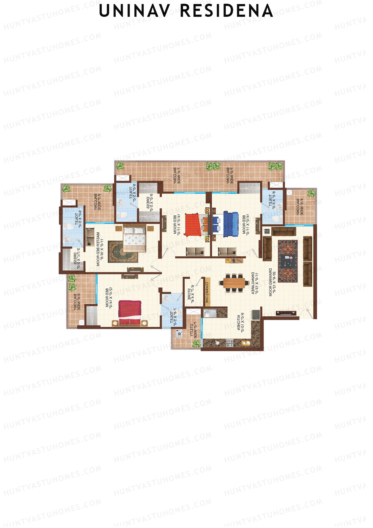 Uninav Residena Tower B Unit 1 (Type 1) Floor Plan