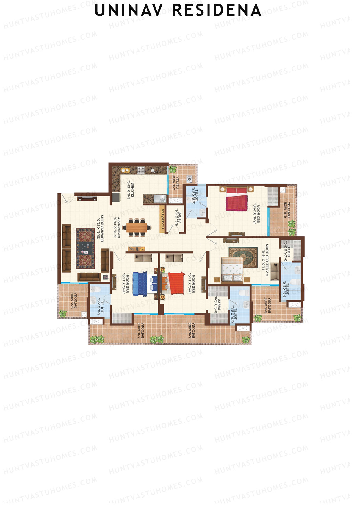Uninav Residena Tower B Unit 4 (Type 1) Floor Plan