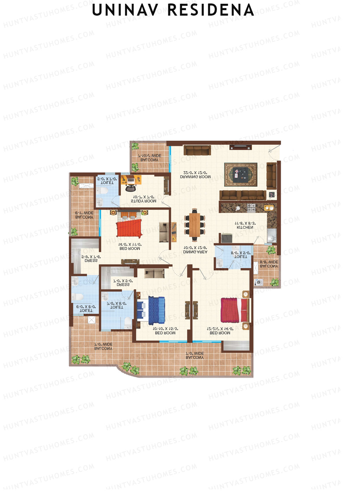 Uninav Residena Tower C Unit 1 (Type 2) Floor Plan
