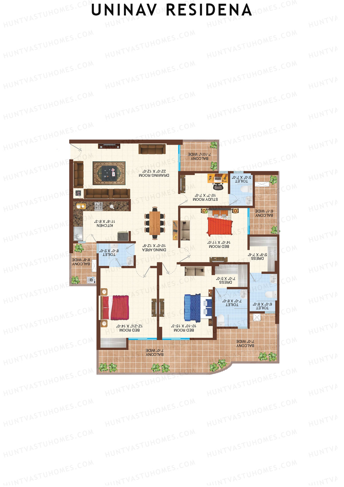 Uninav Residena Tower C Unit 6 (Type 2) Floor Plan