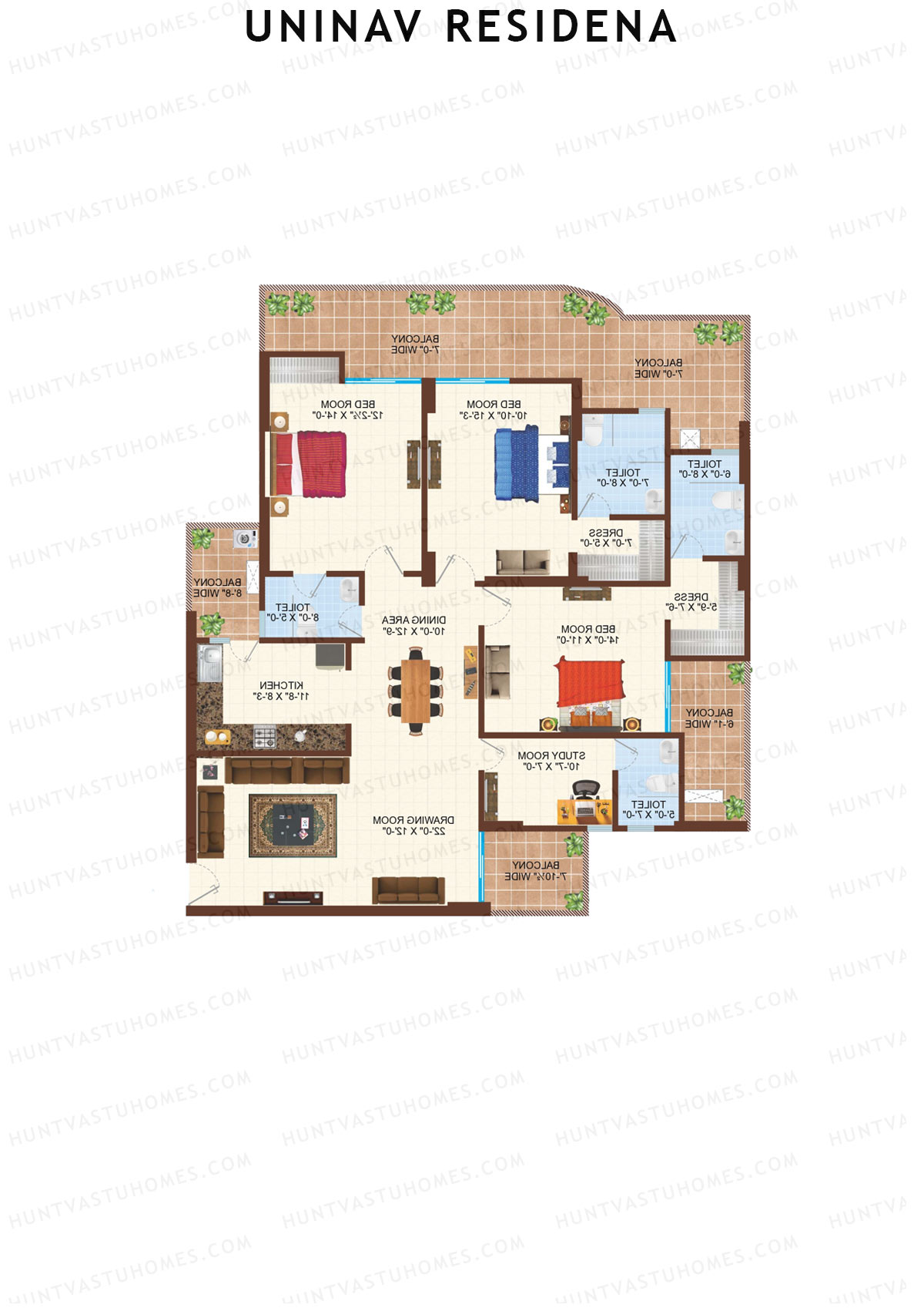 Uninav Residena Tower D Unit 5 (Type 2) Floor Plan