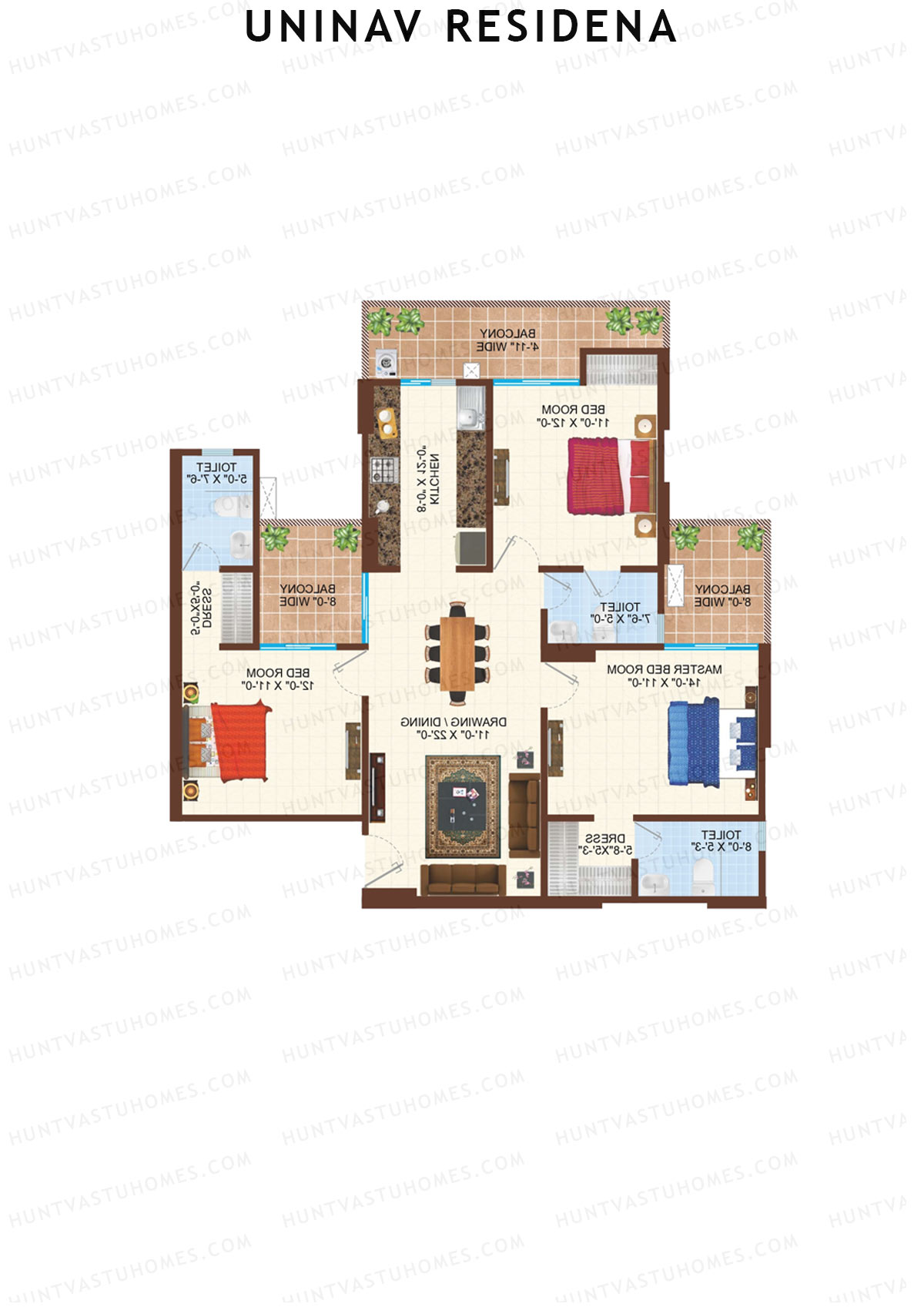 Uninav Residena Tower E Unit 2 (Type 5) Floor Plan