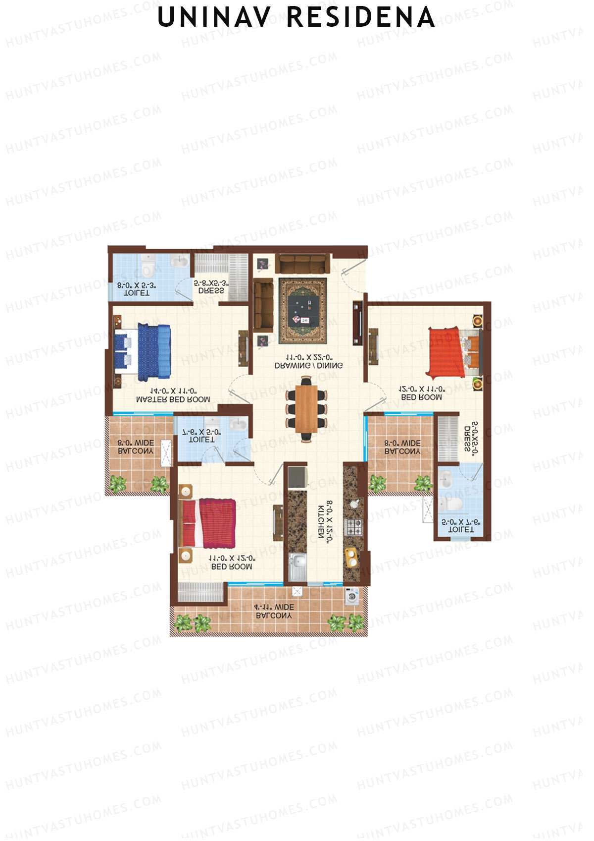 Uninav Residena Tower E Unit 4 (Type 5) Floor Plan