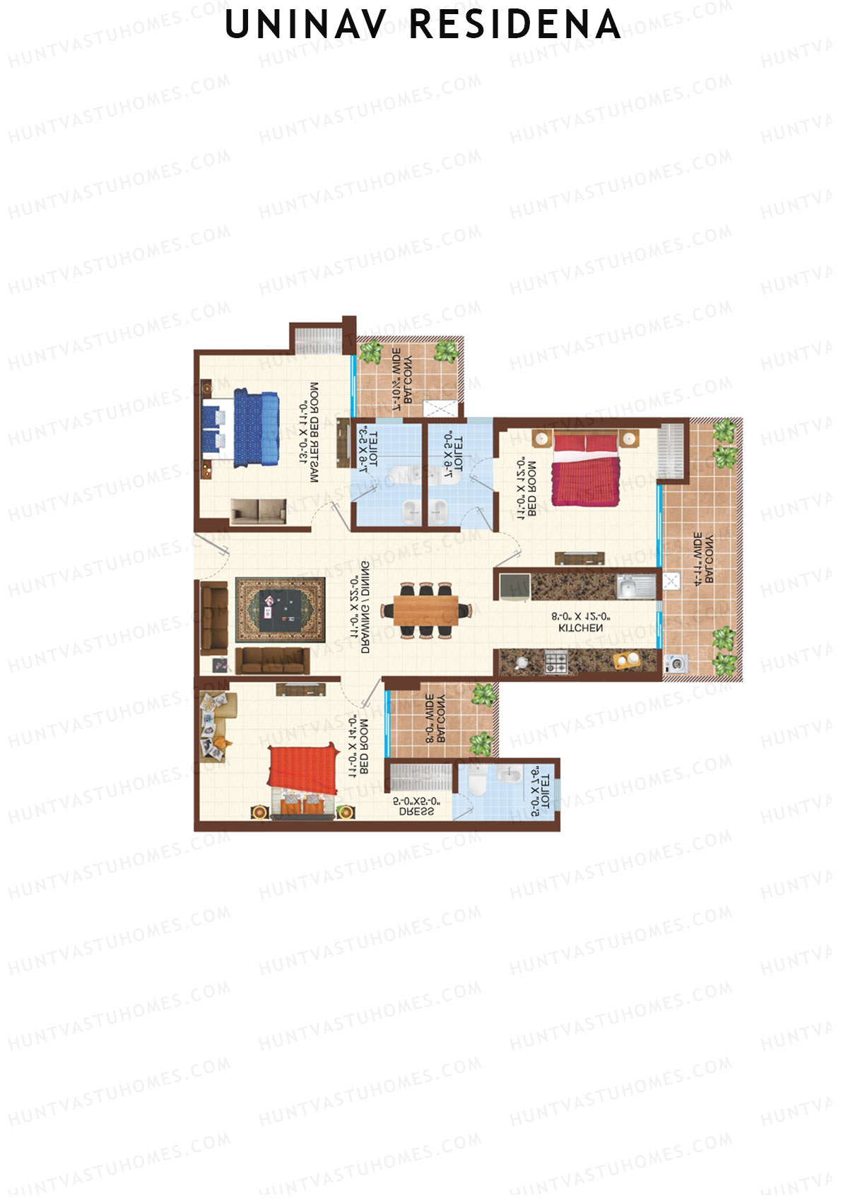 Uninav Residena Tower G Unit 5 (Type 6) Floor Plan
