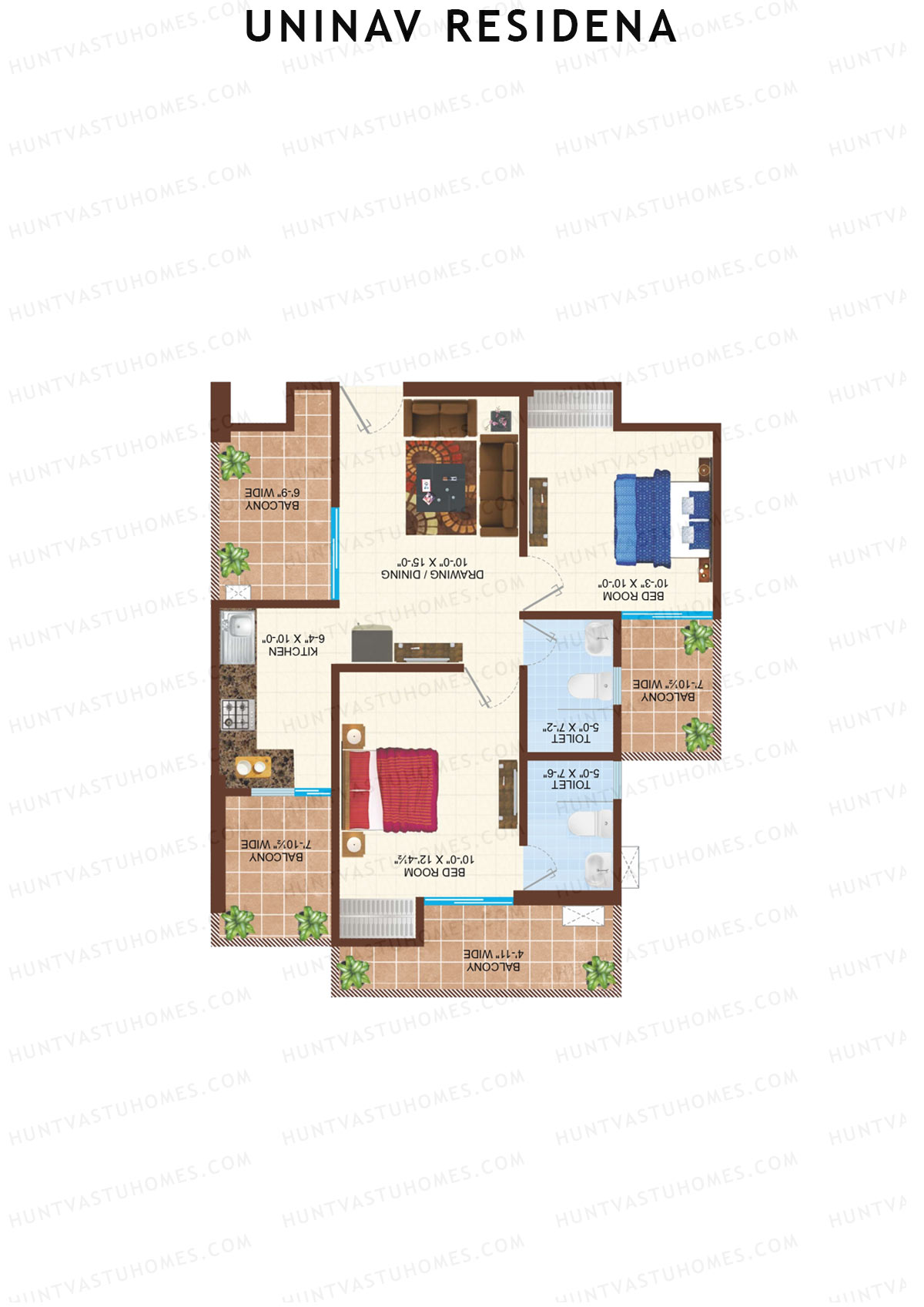 Uninav Residena Tower H Unit 1 (Type 7) Floor Plan