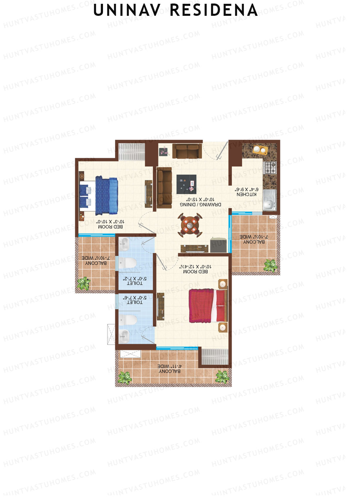 Uninav Residena Tower H Unit 2 (Type 8) Floor Plan