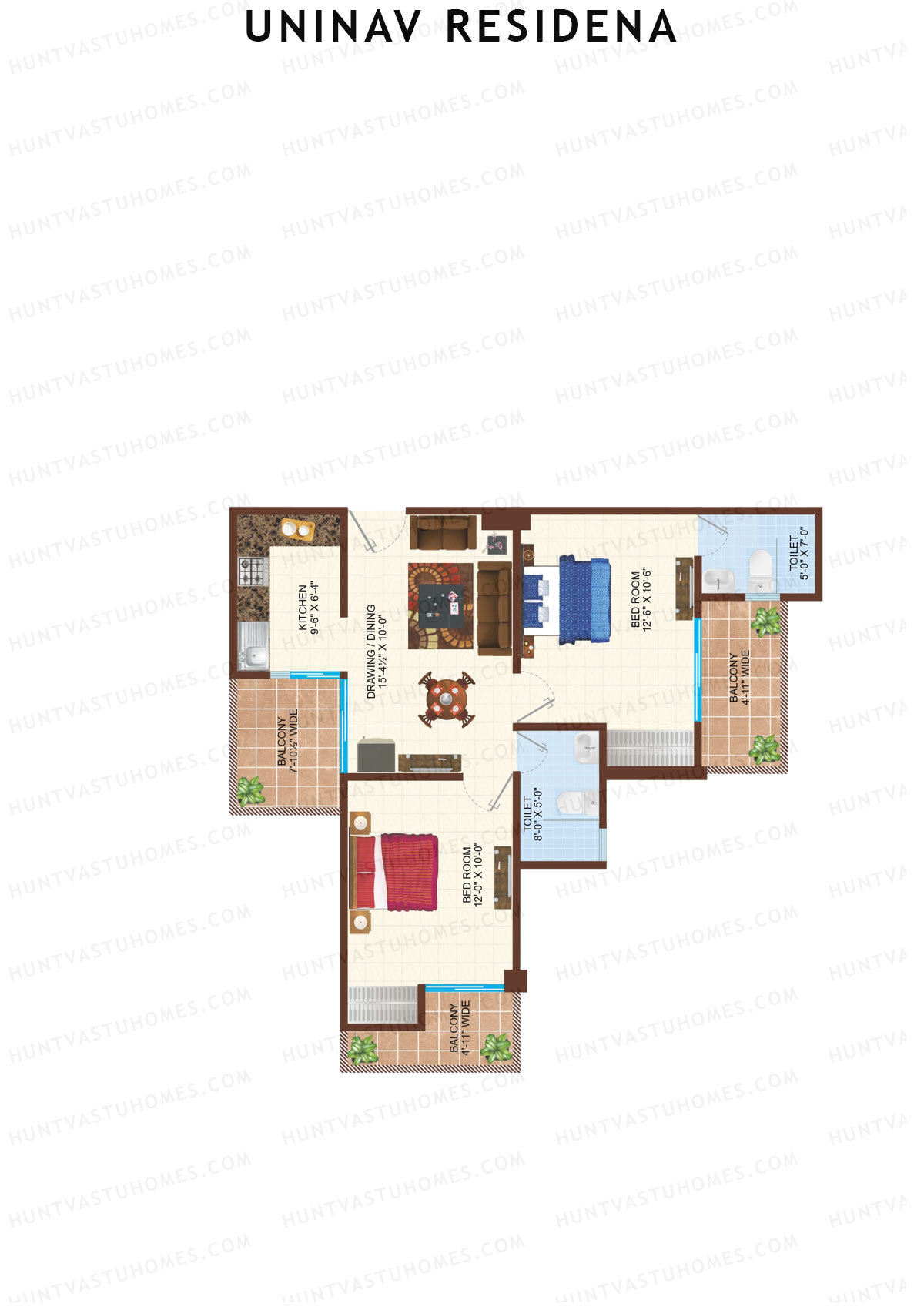 Uninav Residena Tower H Unit 3 (Type 9) Floor Plan