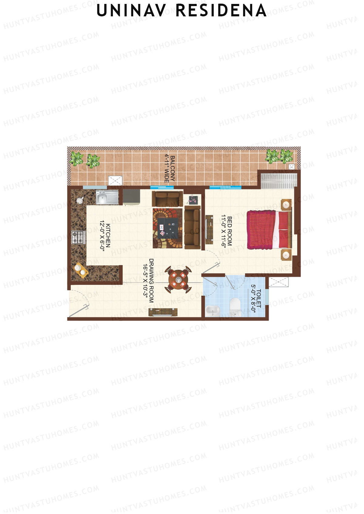 Uninav Residena Tower H Unit 4 (Type 11) Floor Plan