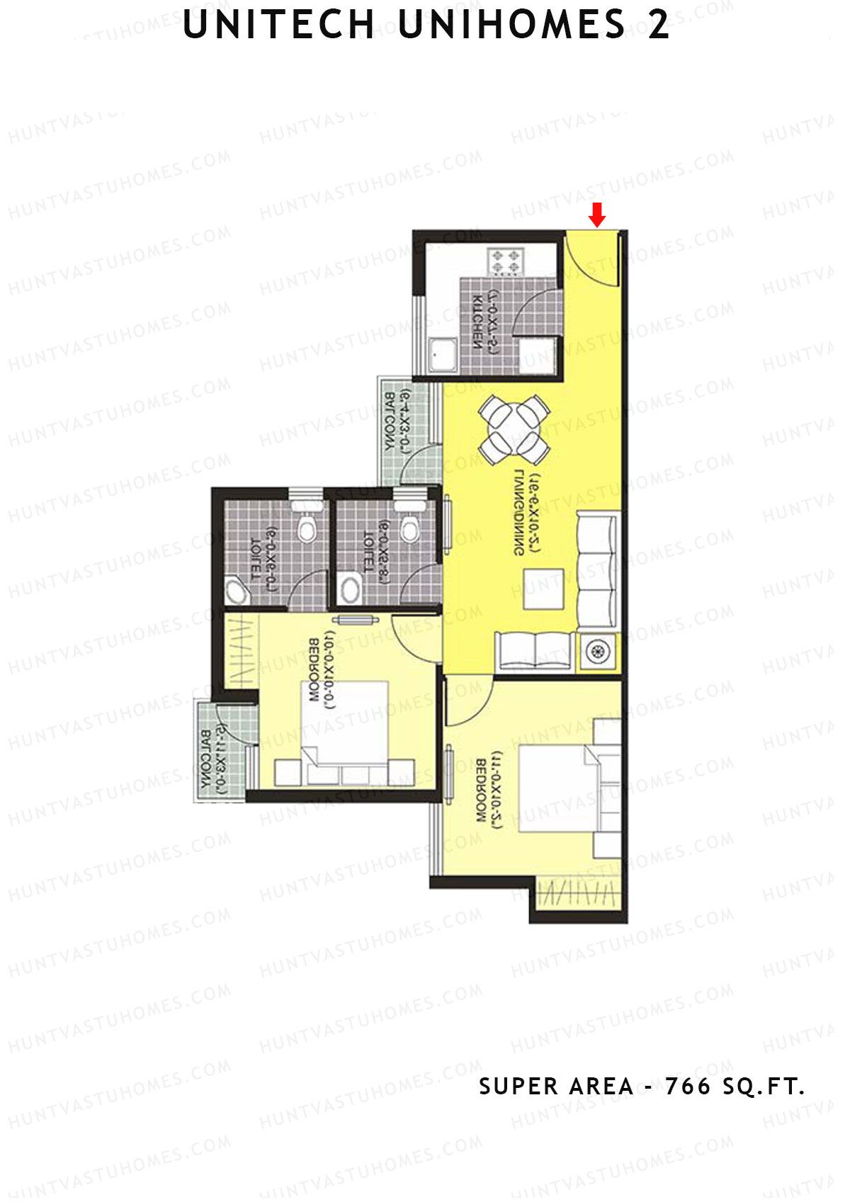 Unitech Unihomes 2 Tower D1 Unit 8 (Type Y1) Floor Plan