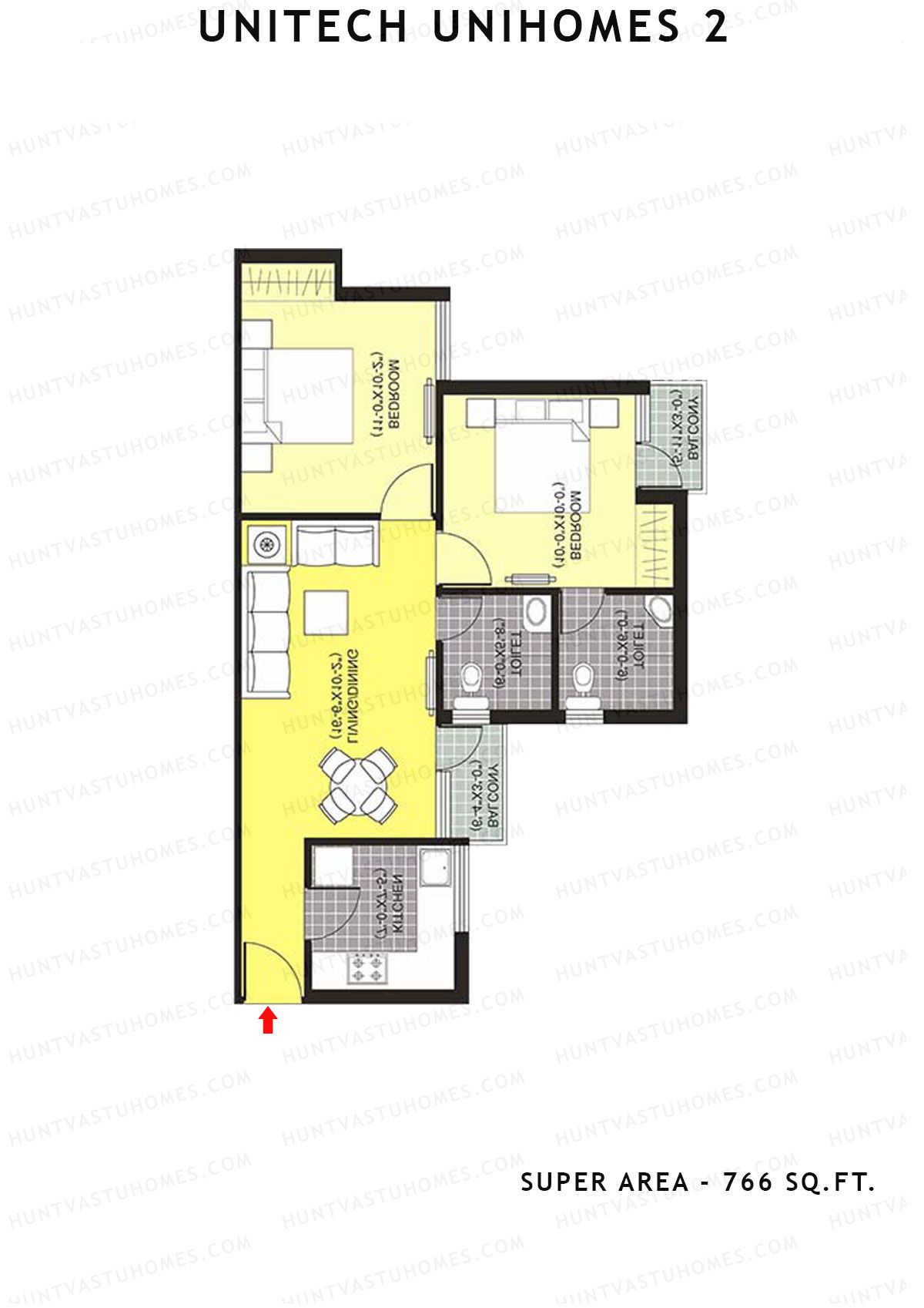Unitech Unihomes 2 Tower D5 Unit 4 (Type Y1A) Floor Plan