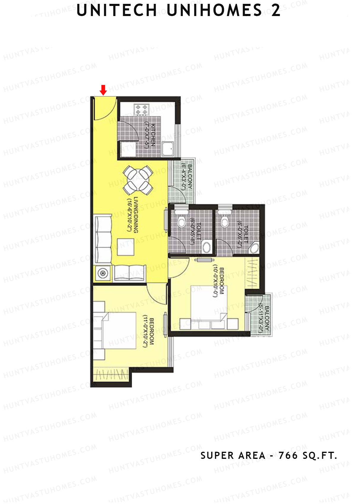 Unitech Unihomes 2 Tower E1 Unit 3 (Type Y1A) Floor Plan
