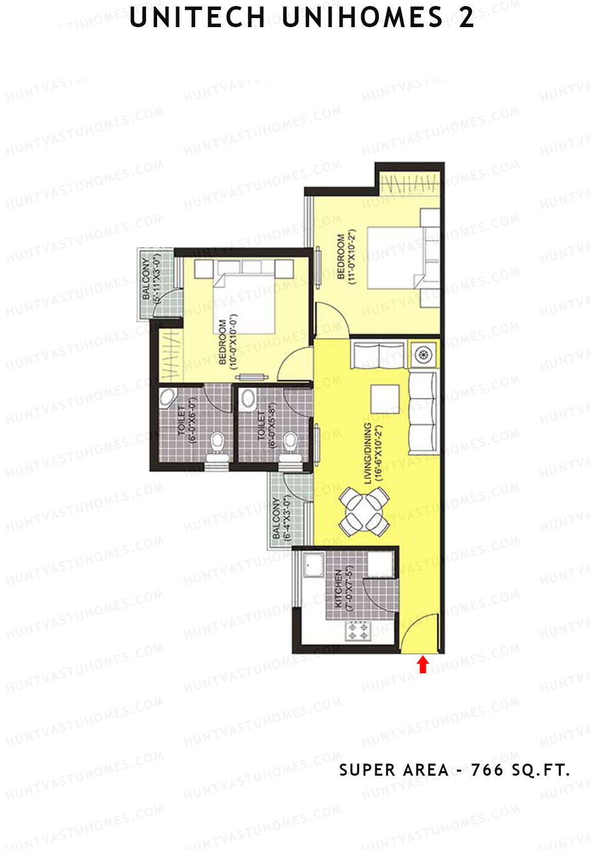 Unitech Unihomes 2 Tower E1 Unit 7 (Type Y1) Floor Plan