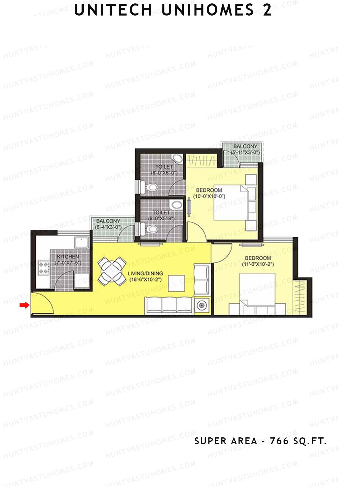 Unitech Unihomes 2 Tower F5 Unit 7 (Type Y1) Floor Plan